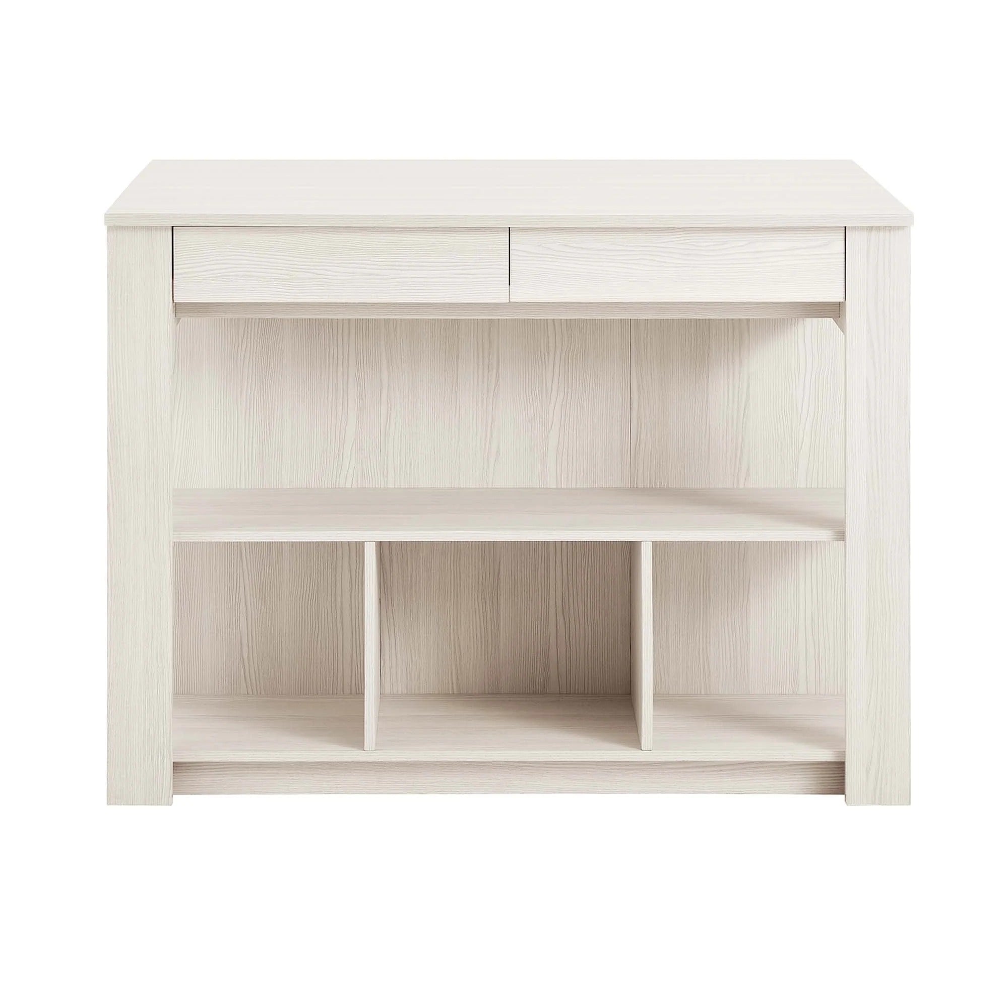 Meadowbrook 3-Piece Kitchen Island and Stool Set in White Maple