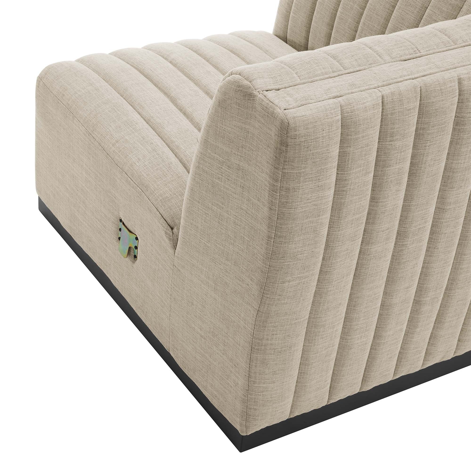 Conjure 5-Piece Channel Tufted Upholstered Fabric Sectional in Black Beige