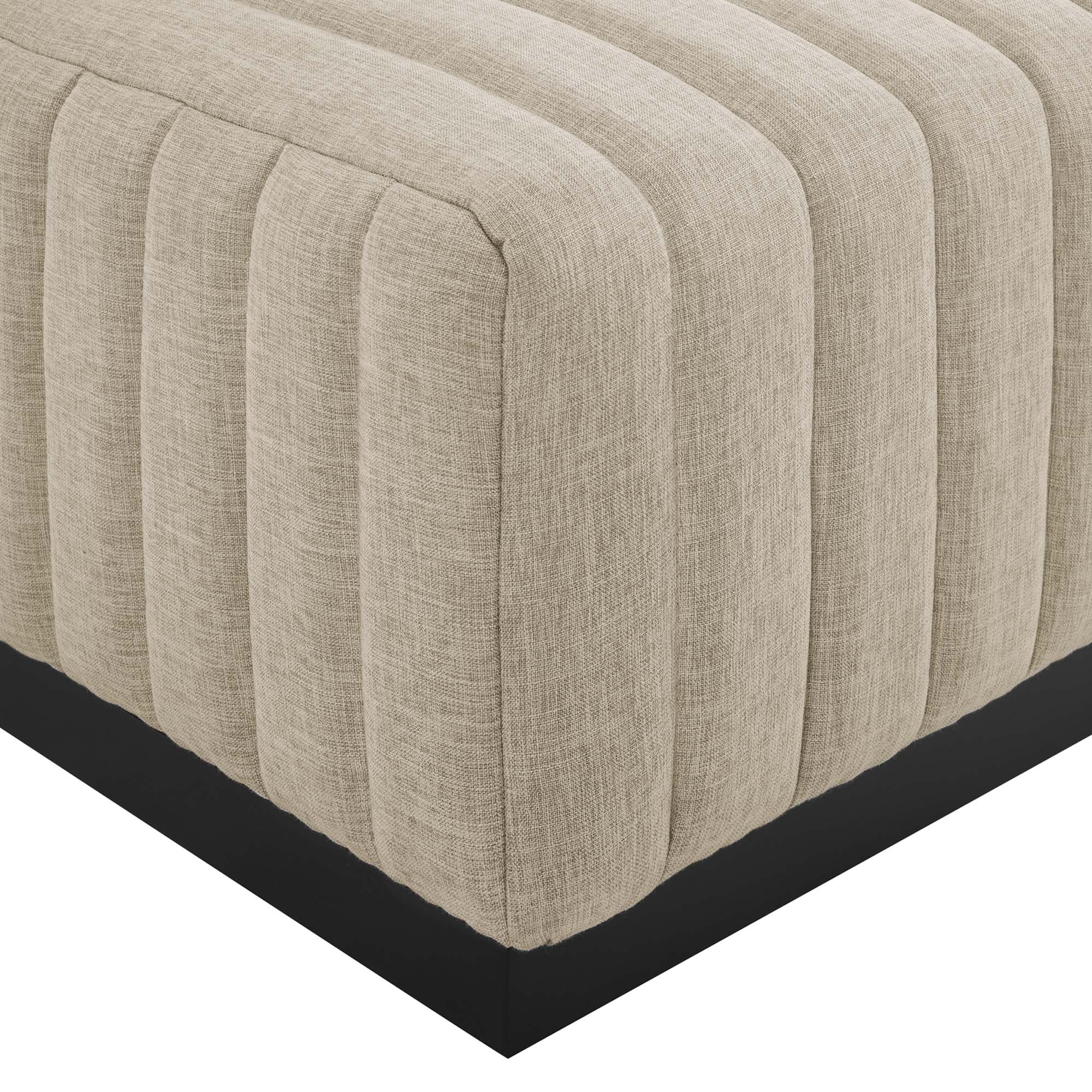 Conjure 5-Piece Channel Tufted Upholstered Fabric Sectional in Black Beige