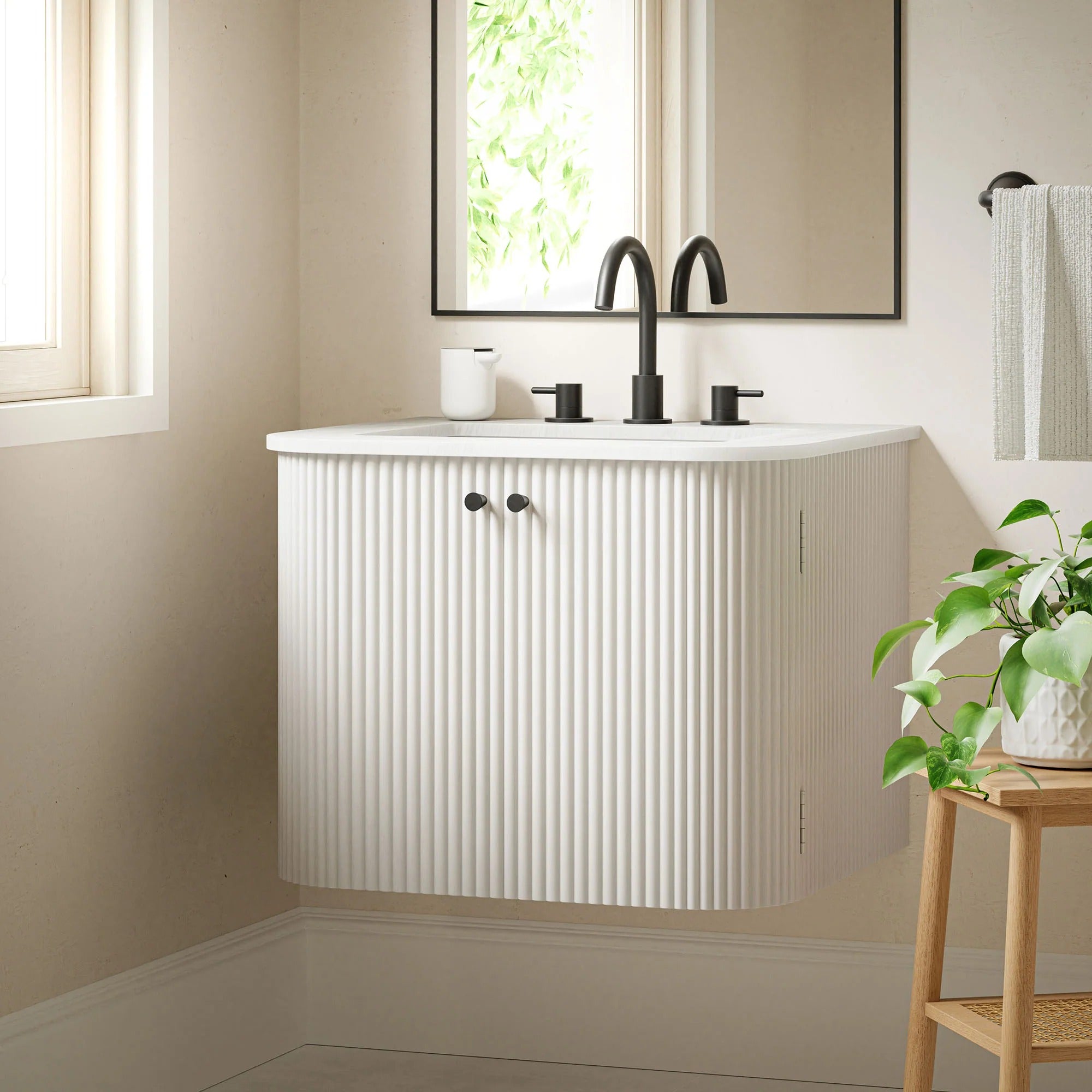 Zia 24" Wall-Mount Bathroom Vanity with Marble Sink