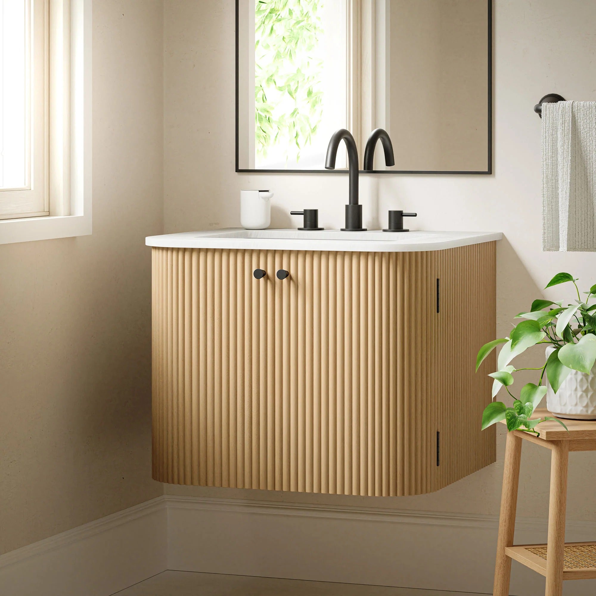 Zia 24" Wall-Mount Bathroom Vanity with Marble Sink