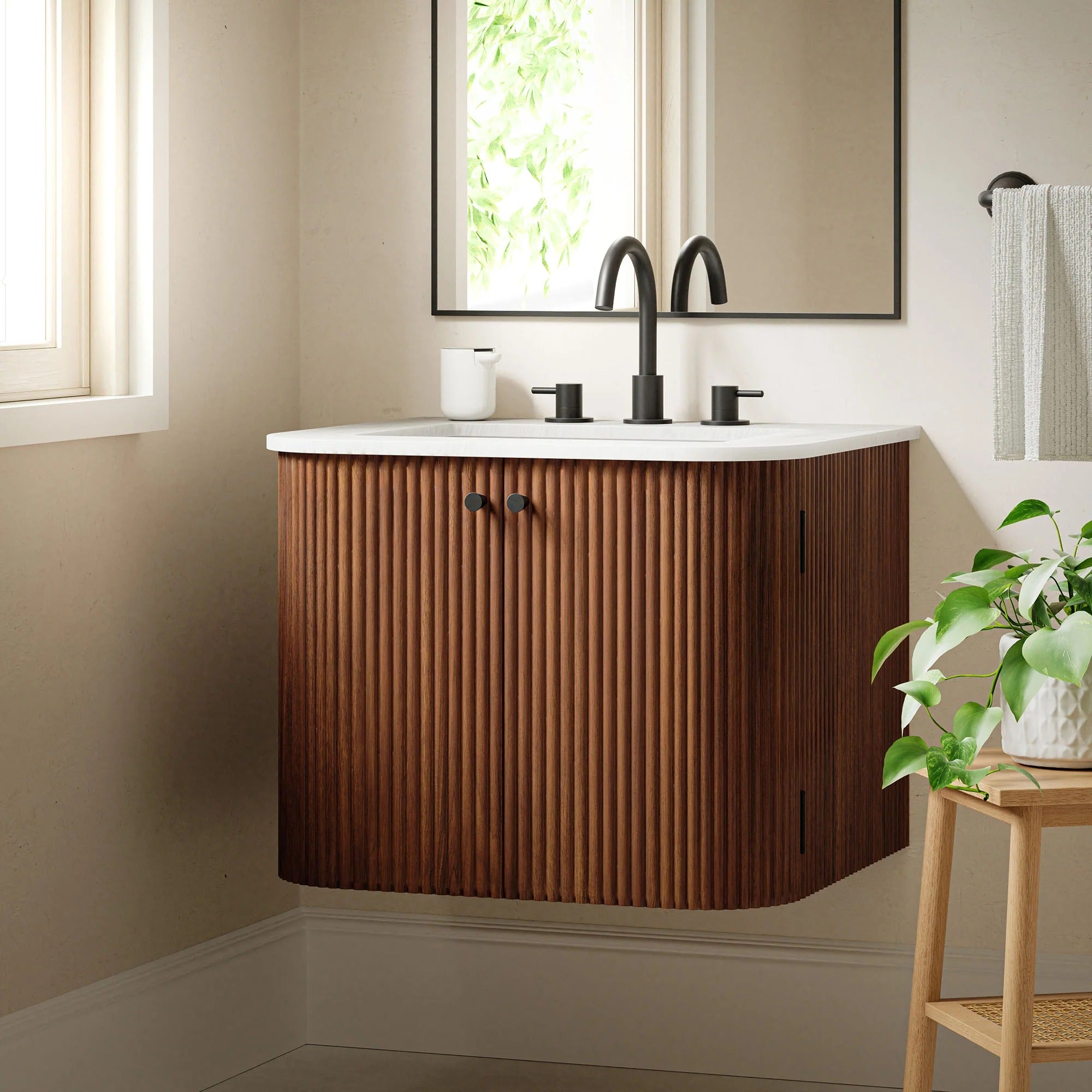 Zia 24" Wall-Mount Bathroom Vanity with Marble Sink