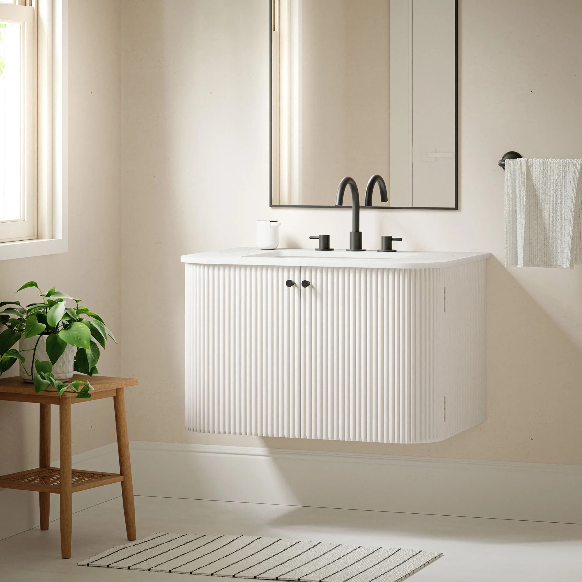 Zia 24" Wall-Mount Bathroom Vanity with Marble Sink