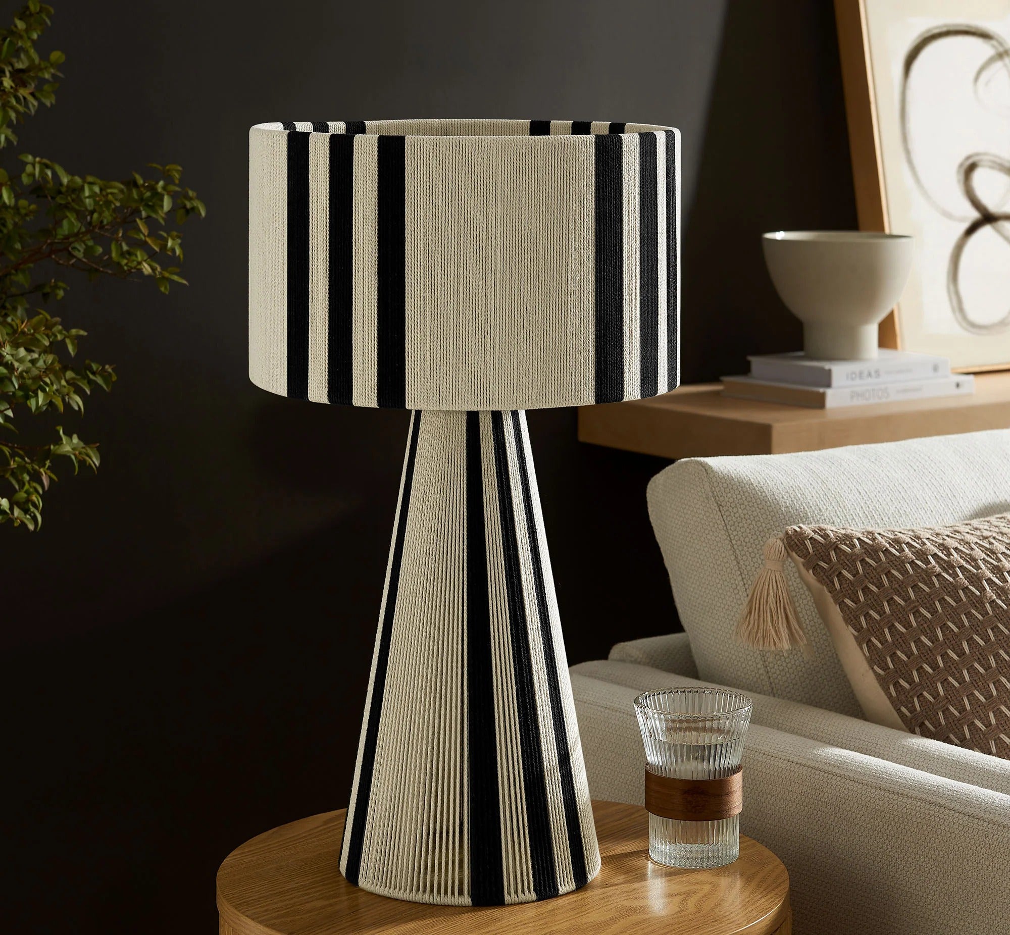 Gia Handwoven Cotton Thread Striped or Plain Table Lamp