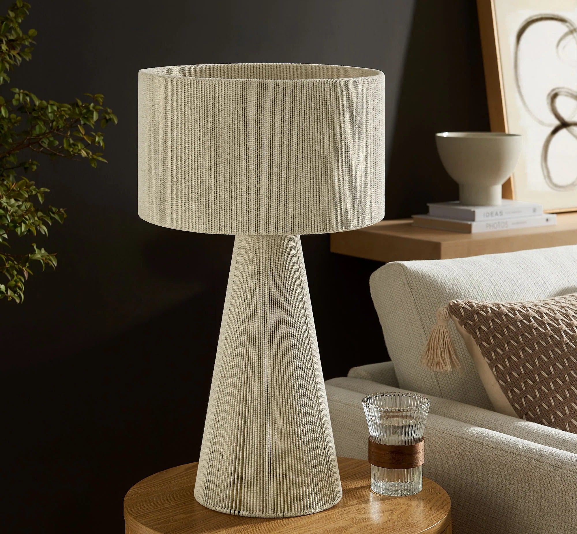 Gia Handwoven Cotton Thread Striped or Plain Table Lamp