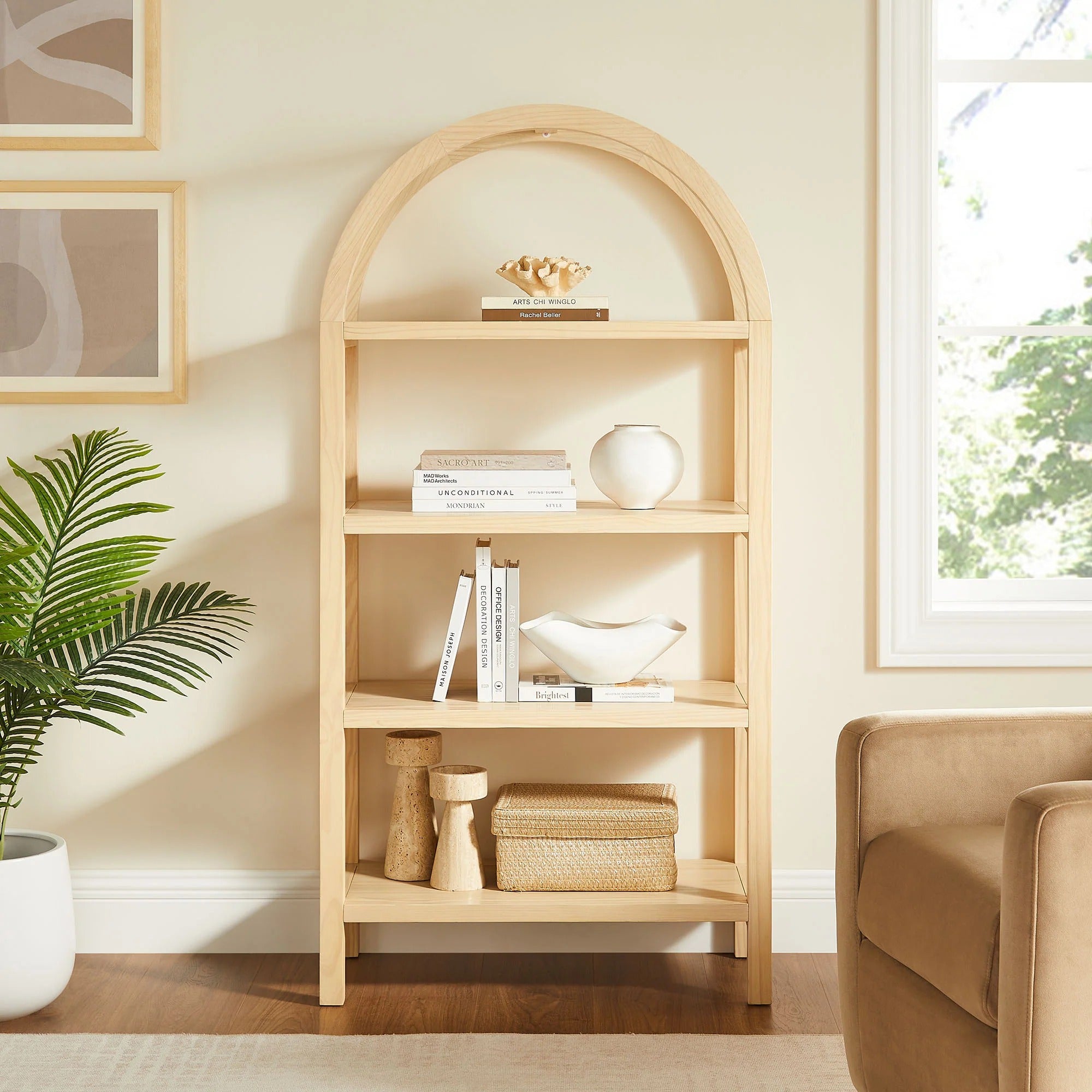 Vexley 60 Inch Wide Arched Bookshelf