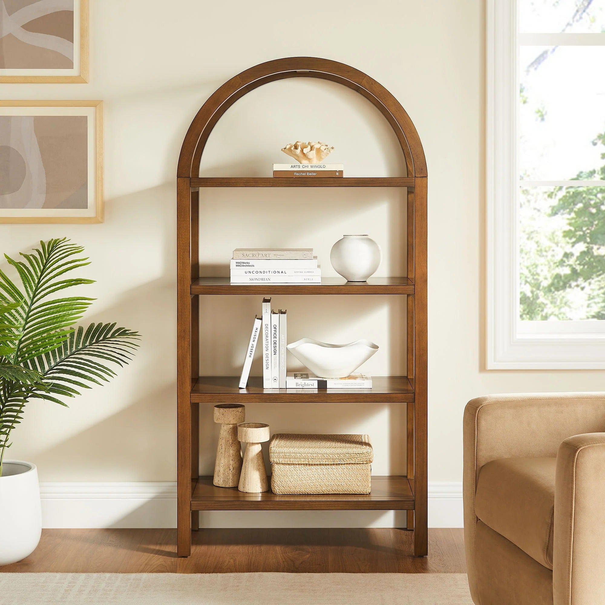 Vexley 60 Inch Wide Arched Bookshelf