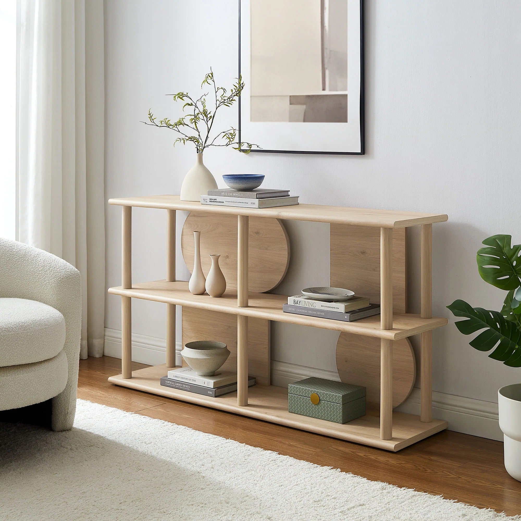 Zadie 55 Inch Console Table in Light Oak