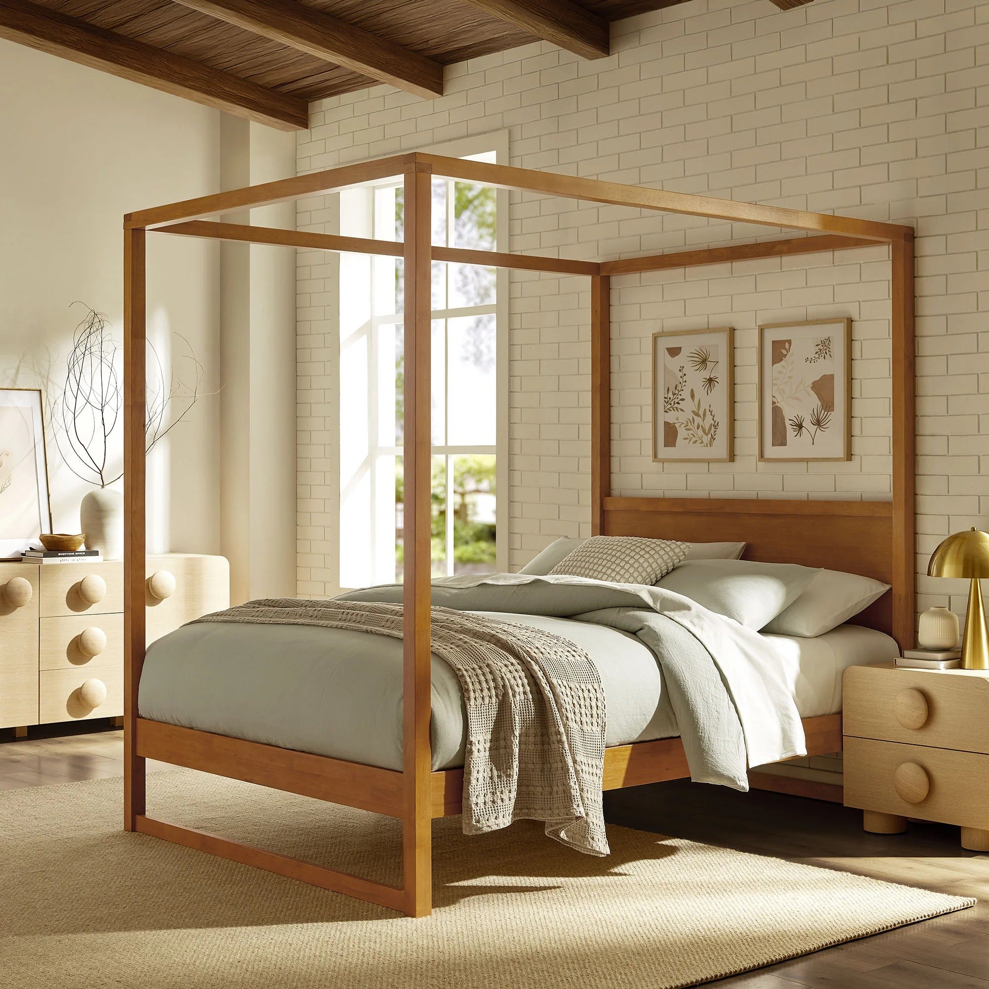 Alva Queen Wood Canopy Platform Bed