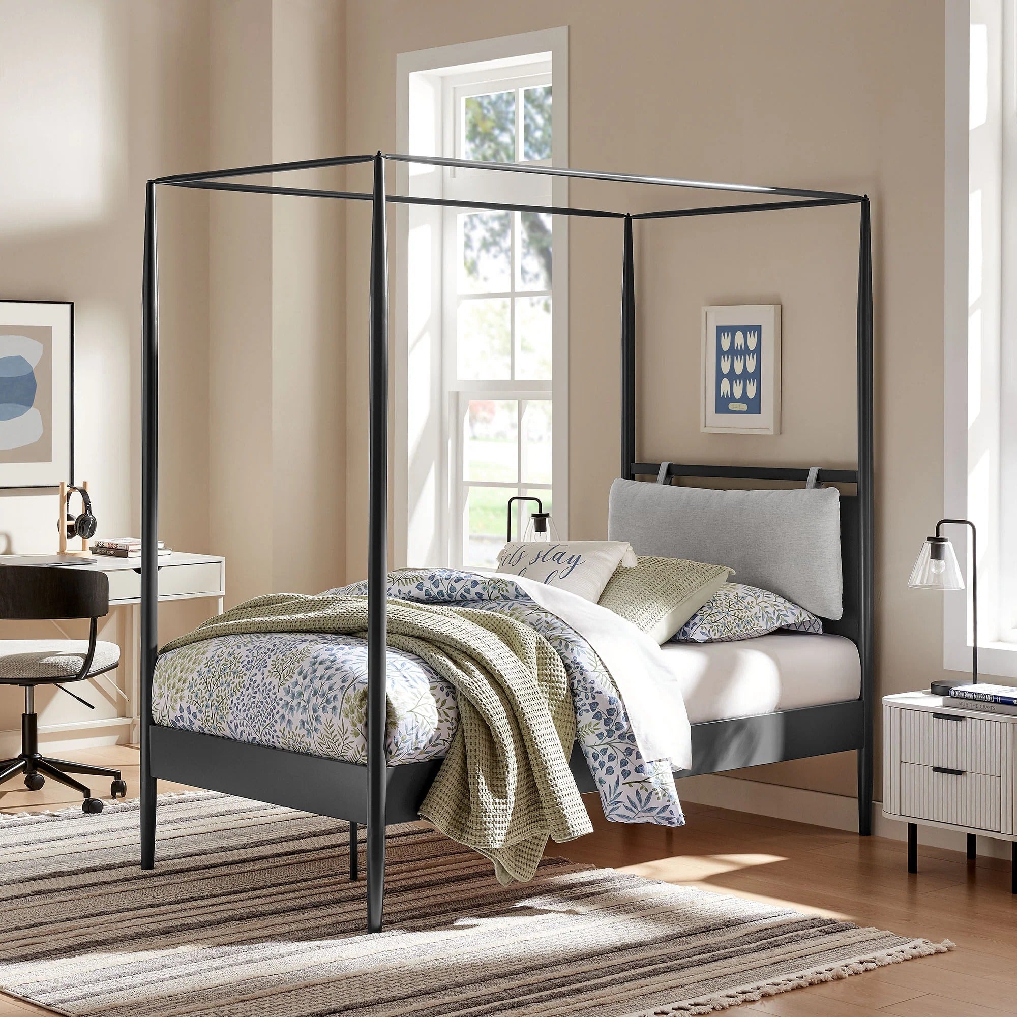Marlowe 4-Poster Canopy Metal Queen Platform Bed