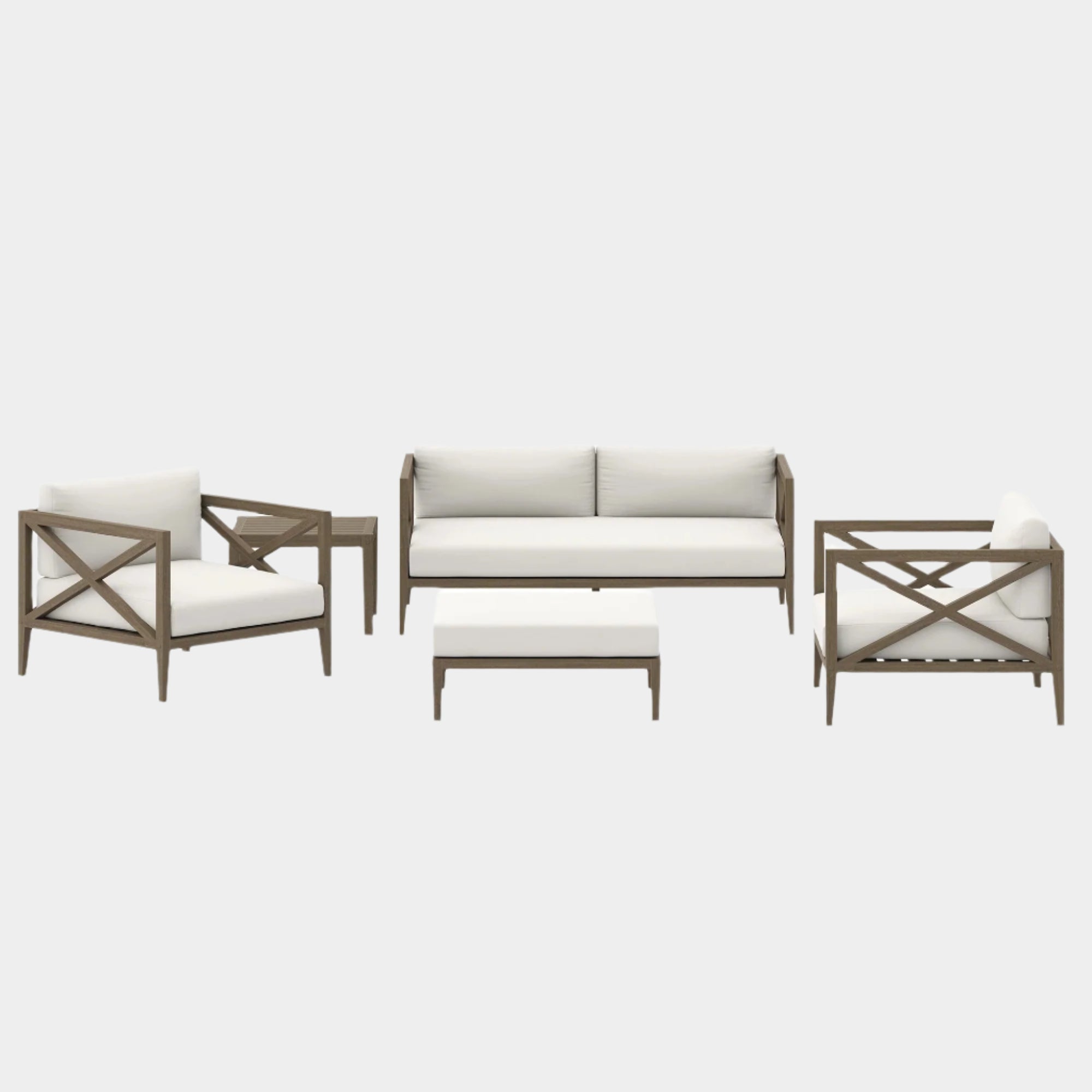 Northlake 5-Piece Outdoor Patio Teak Wood Furniture Set in Weathered Gray