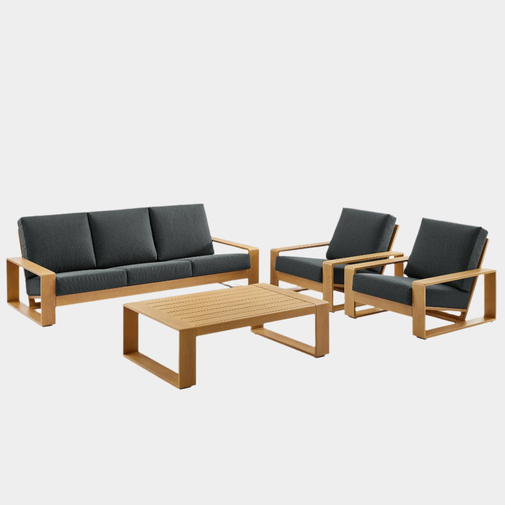 Lirienne 4-Piece Outdoor Patio Aluminum Faux Wood Furniture Set