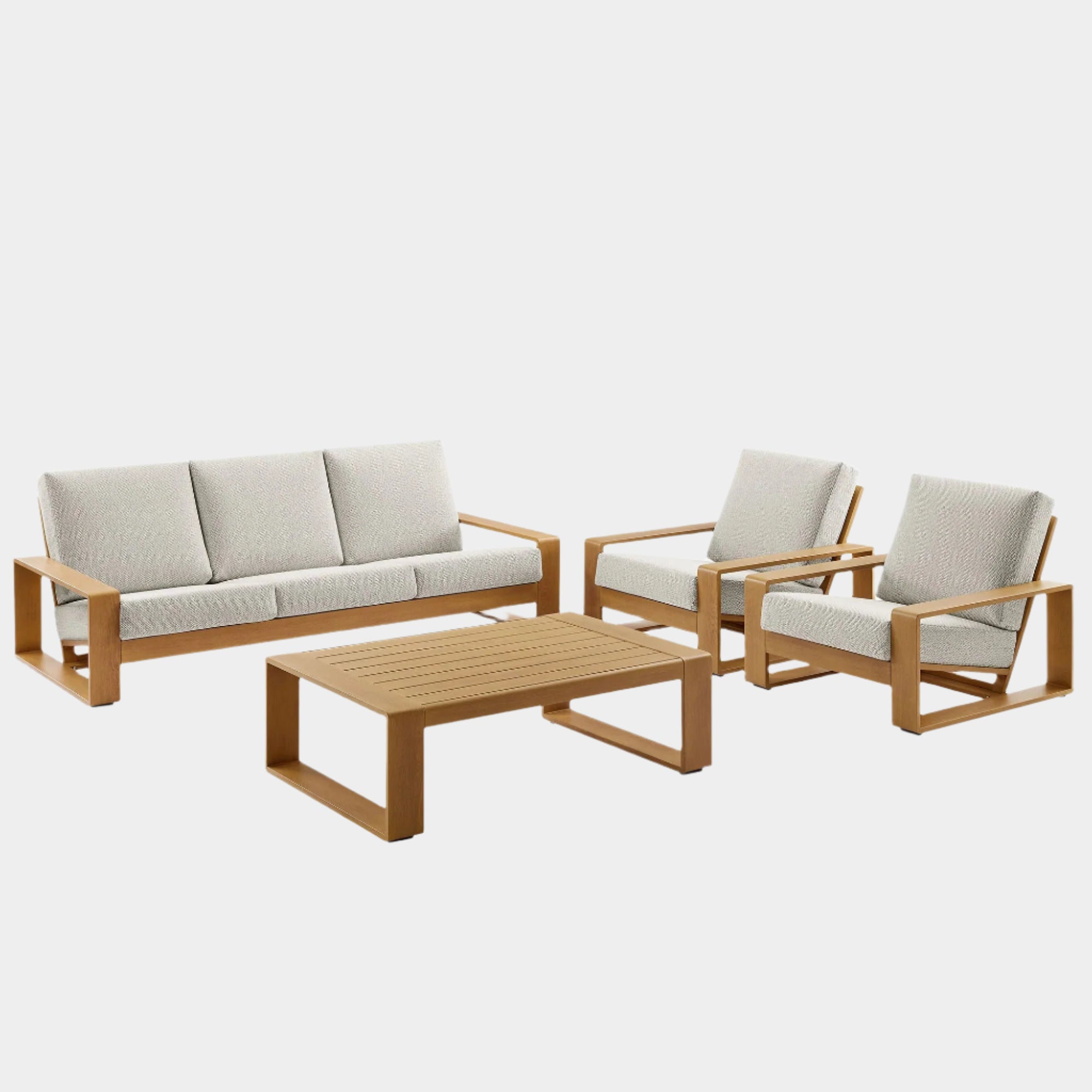 Lirienne 4-Piece Outdoor Patio Aluminum Faux Wood Furniture Set