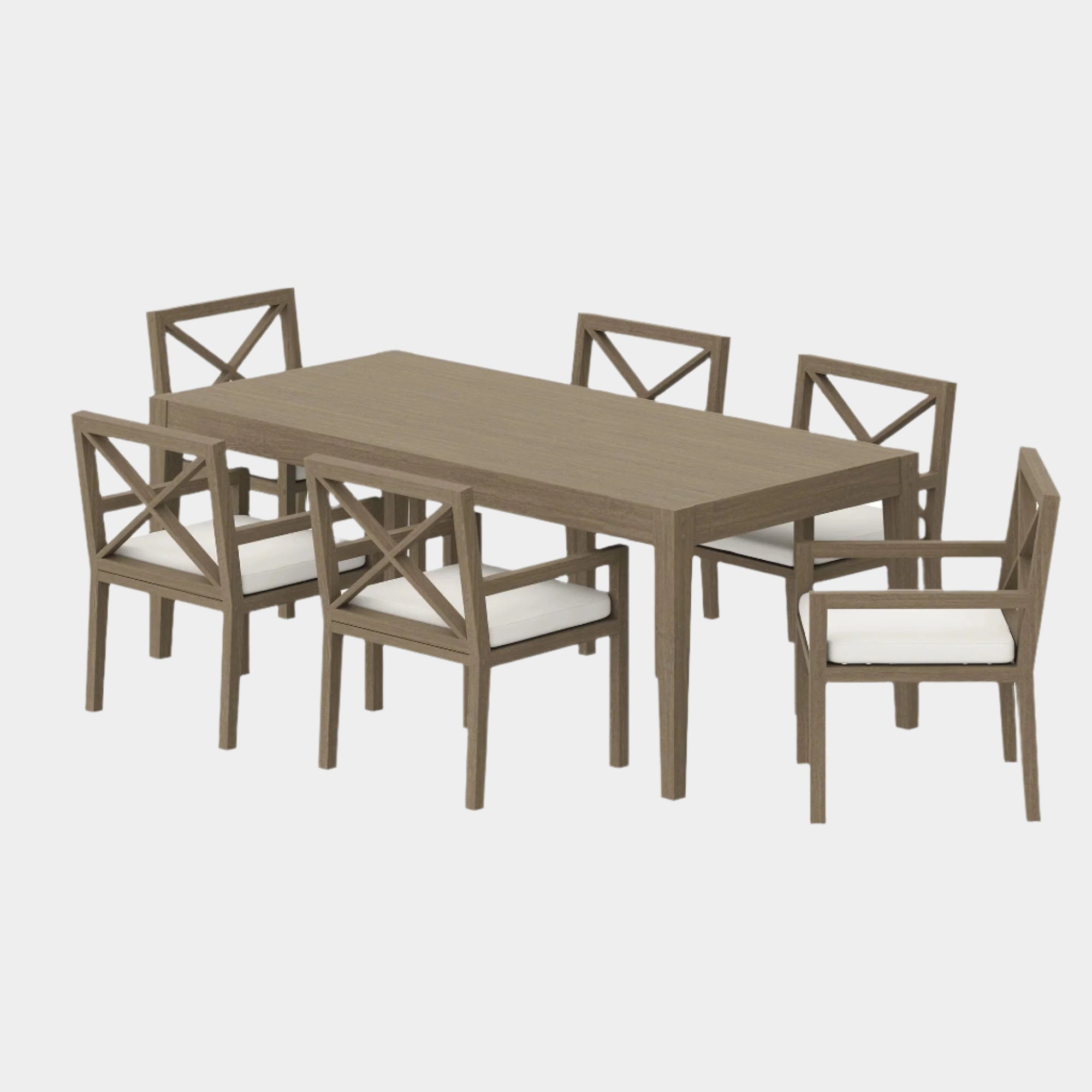 Northlake 7-Piece Outdoor Patio Teak Wood Dining Set in Weathered Gray