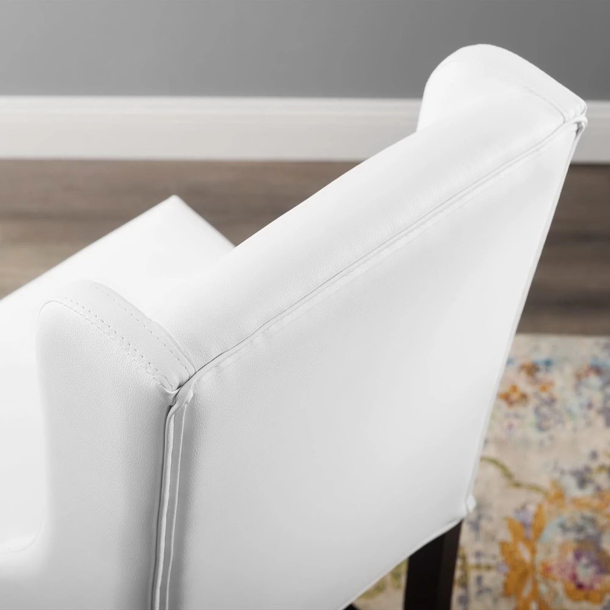 Baron Faux Leather Counter Stool in White