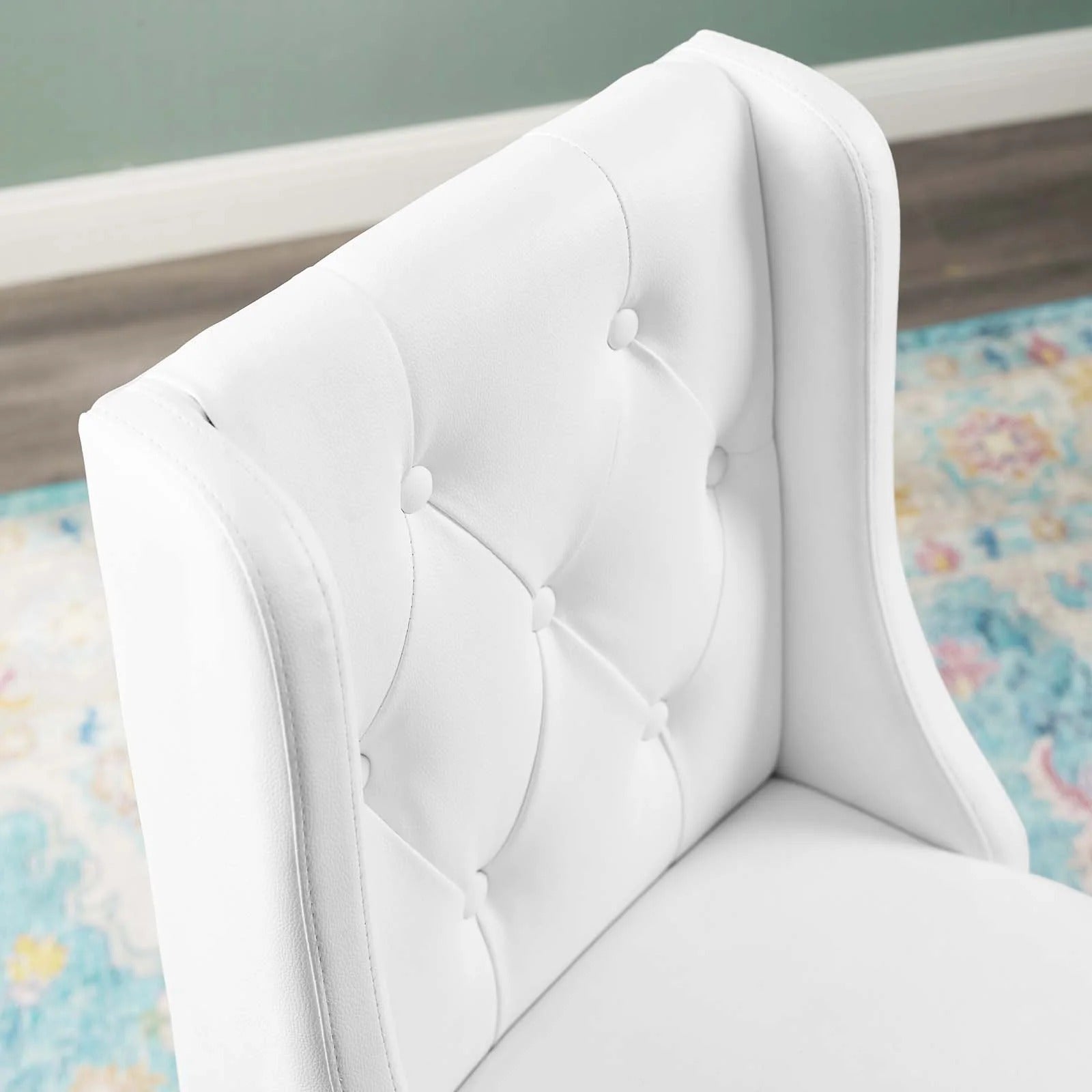 Baronet Tufted Button Faux Leather Counter Stool in White