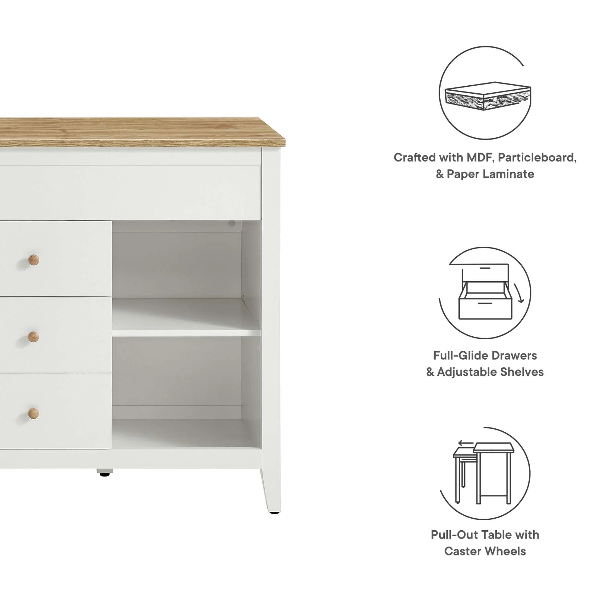 Farmstead Kitchen Island in Oak White