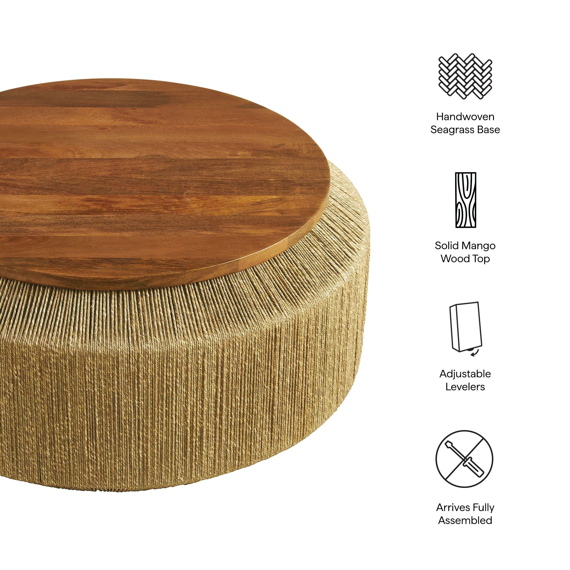 Maris Seagrass and Wood Coffee Table in Walnut Natural