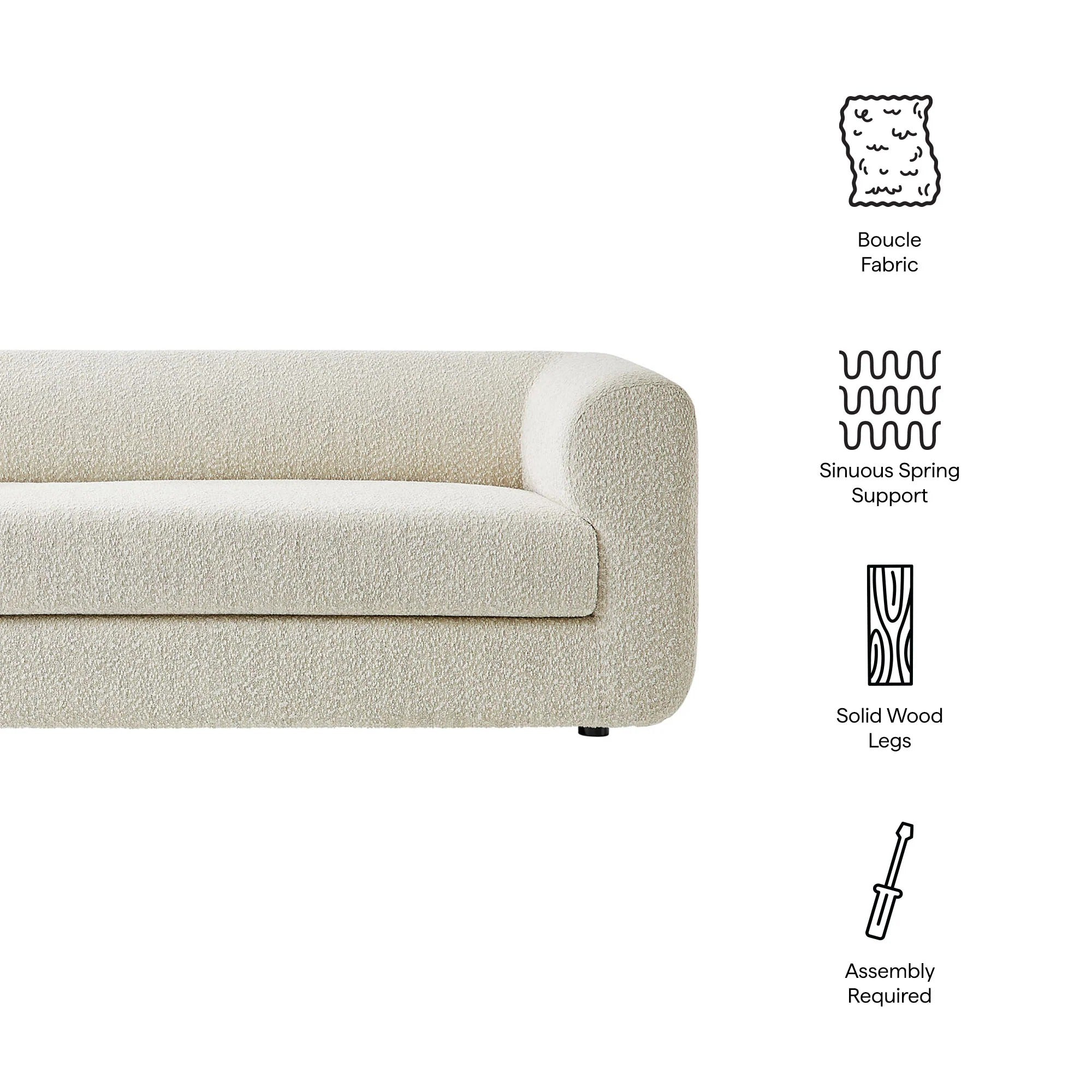 Leif 89" Boucle Upholstered Sofa in Pearl