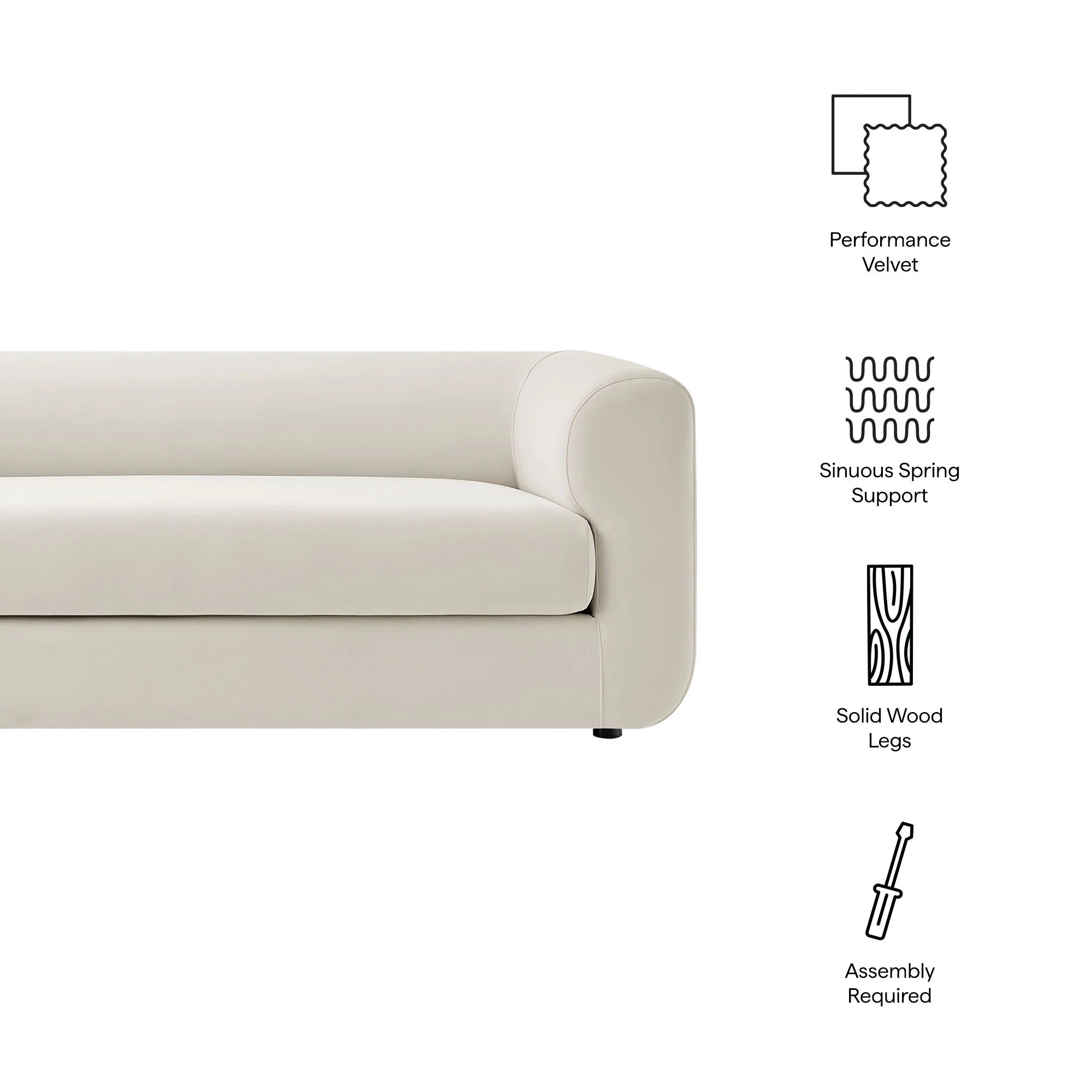 Leif 89" Performance Velvet Upholstered Sofa