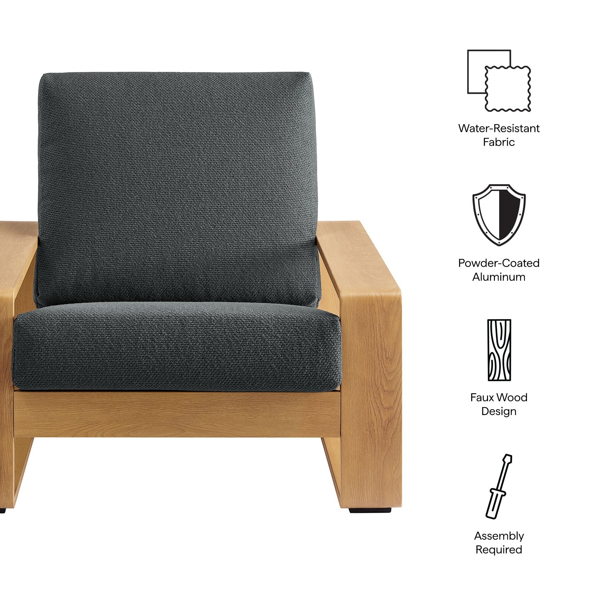 Lirienne Outdoor Patio Aluminum Faux Wood Armchair