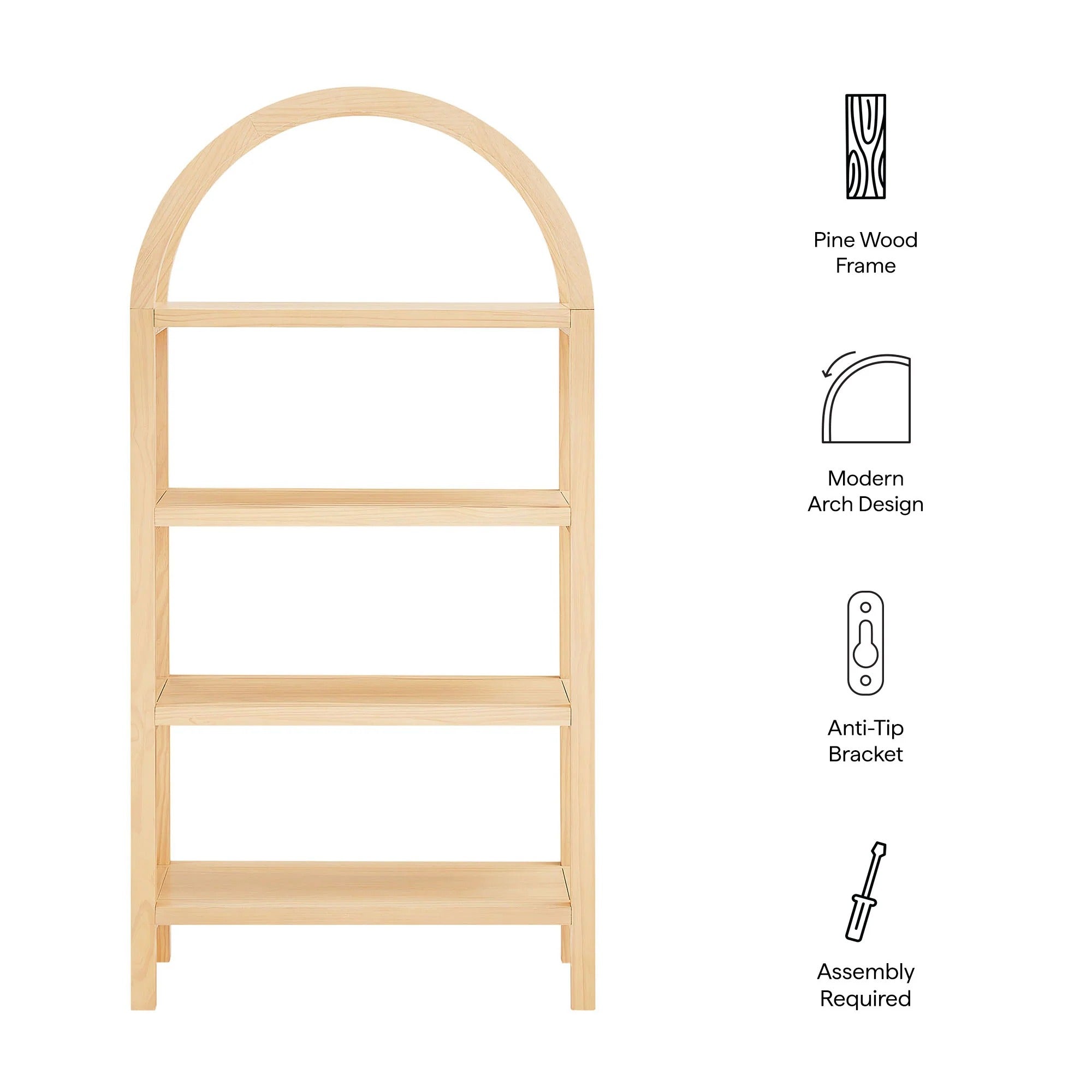 Vexley 60 Inch Wide Arched Bookshelf