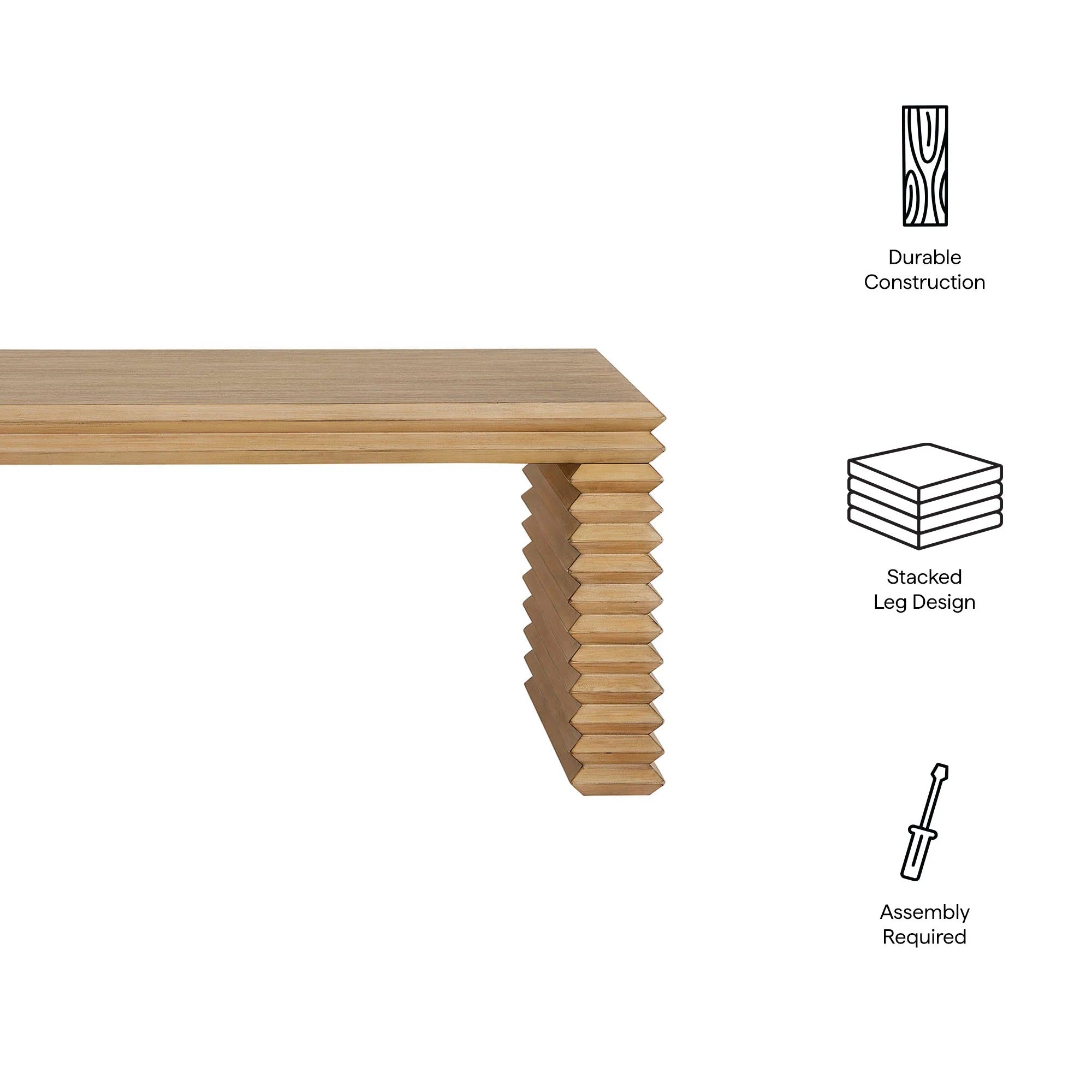 Canto Rectangular Stacked Design Coffee Table in Weathered Oak