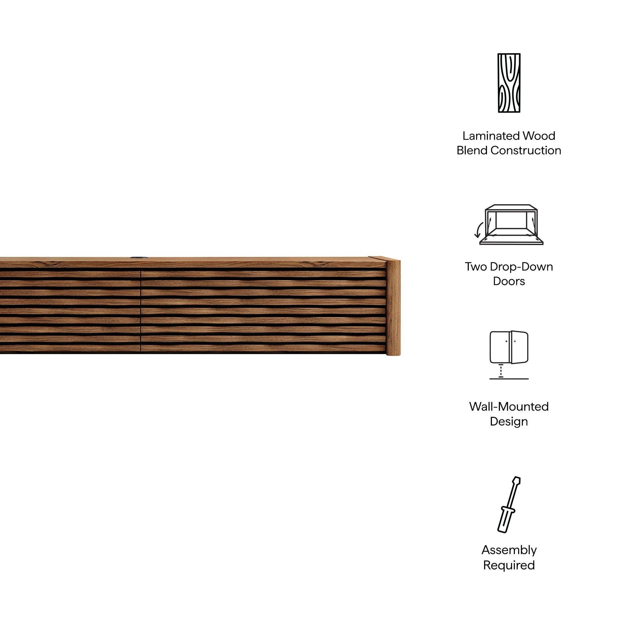 Emric Wave 71" Wall-Mounted TV Cabinet in Walnut