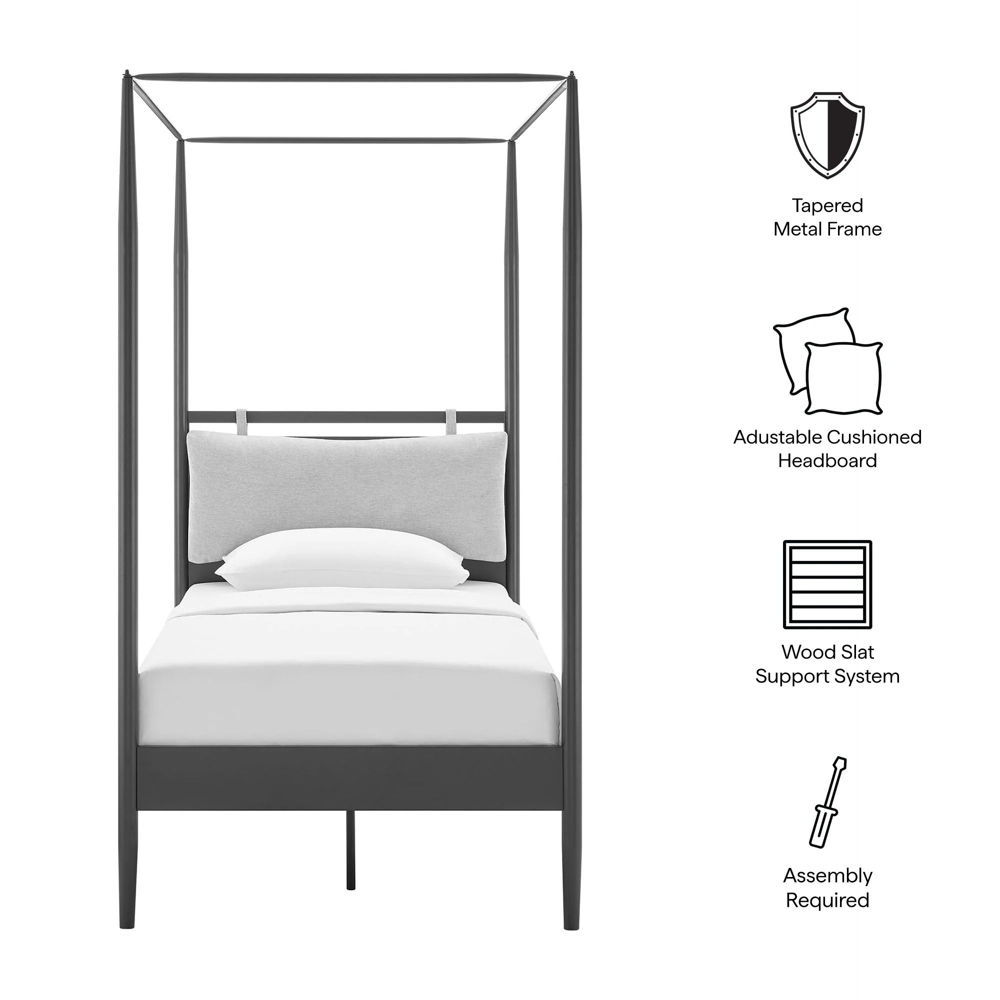 Marlowe 4-Poster Canopy Metal Queen Platform Bed