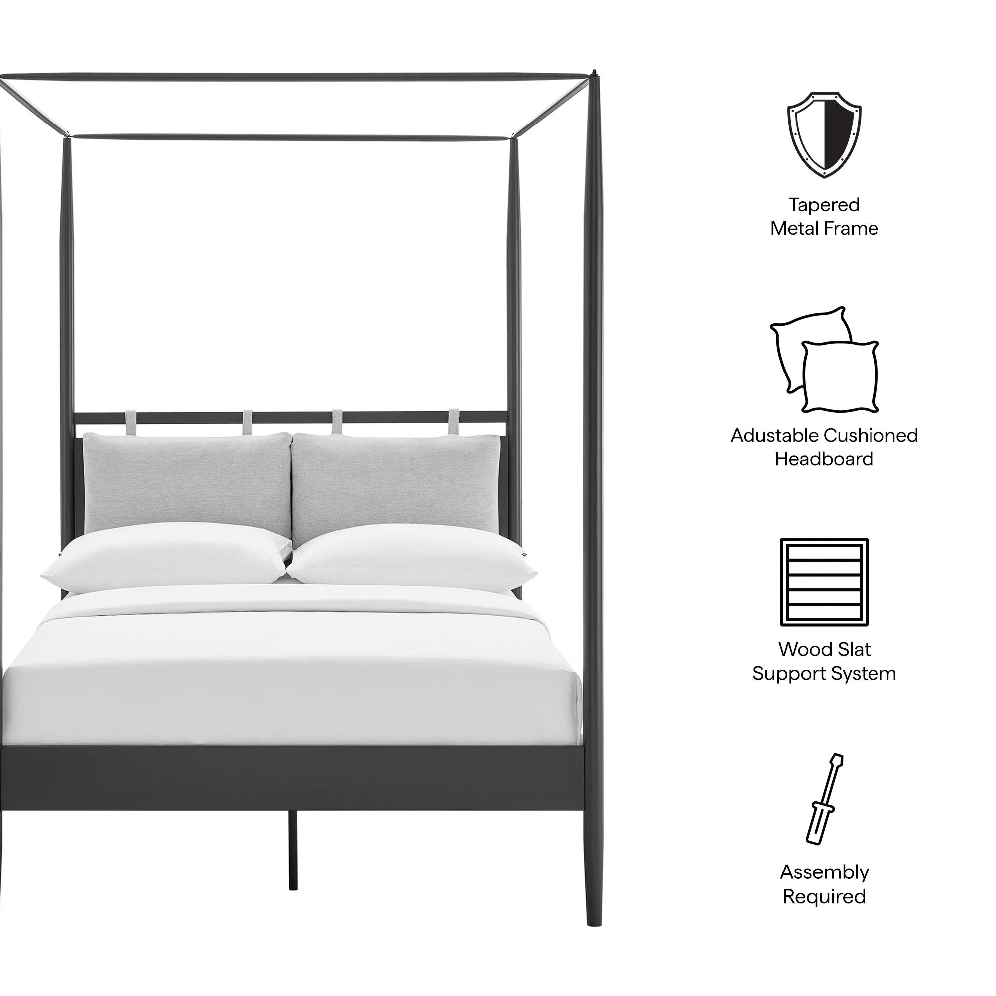 Marlowe 4-Poster Canopy Metal Queen Platform Bed