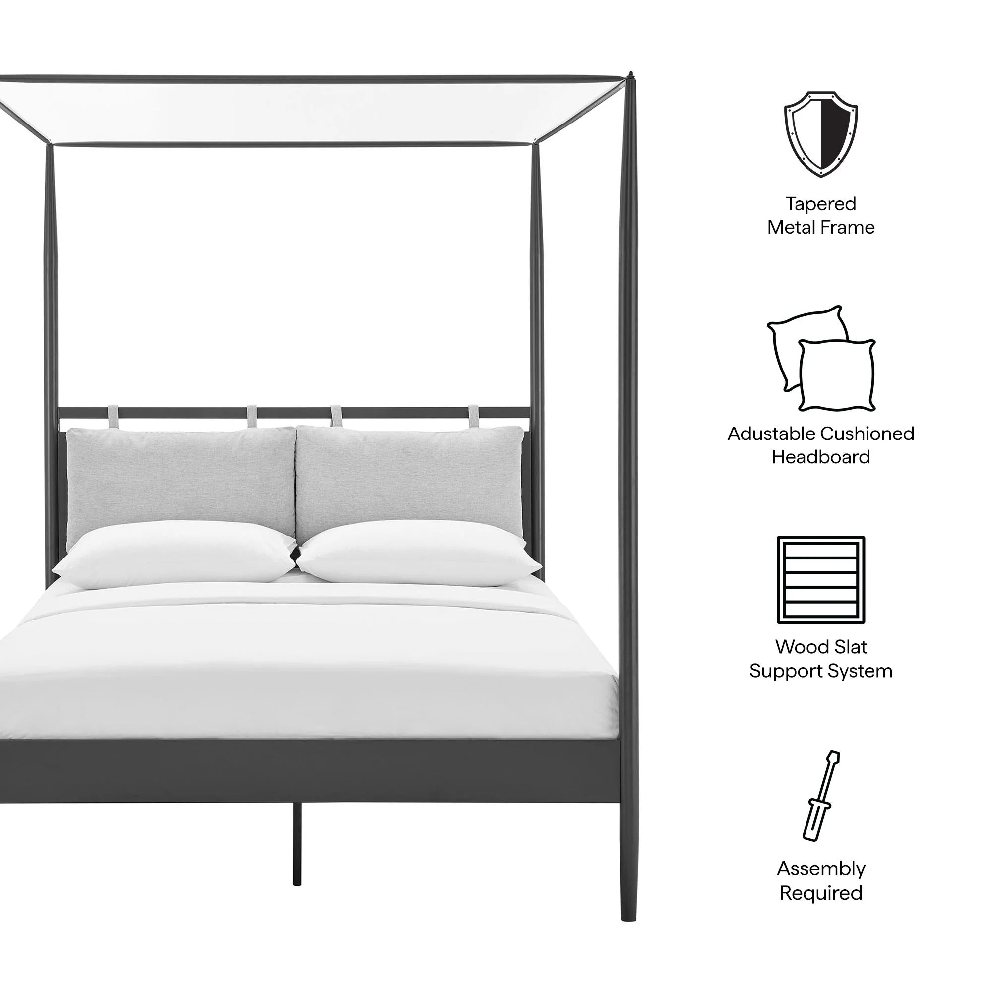 Marlowe 4-Poster Canopy Metal Queen Platform Bed