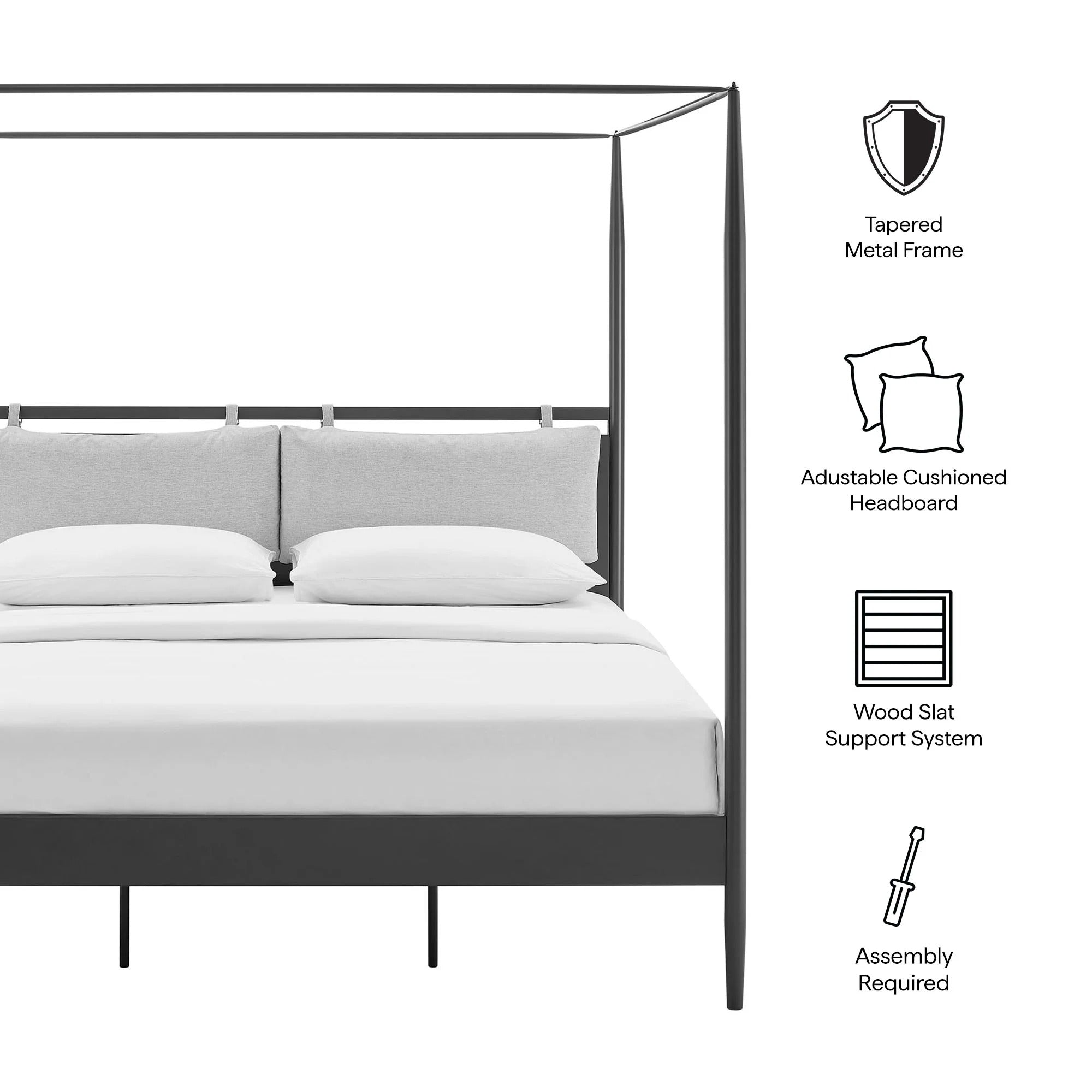 Marlowe 4-Poster Canopy Metal Queen Platform Bed