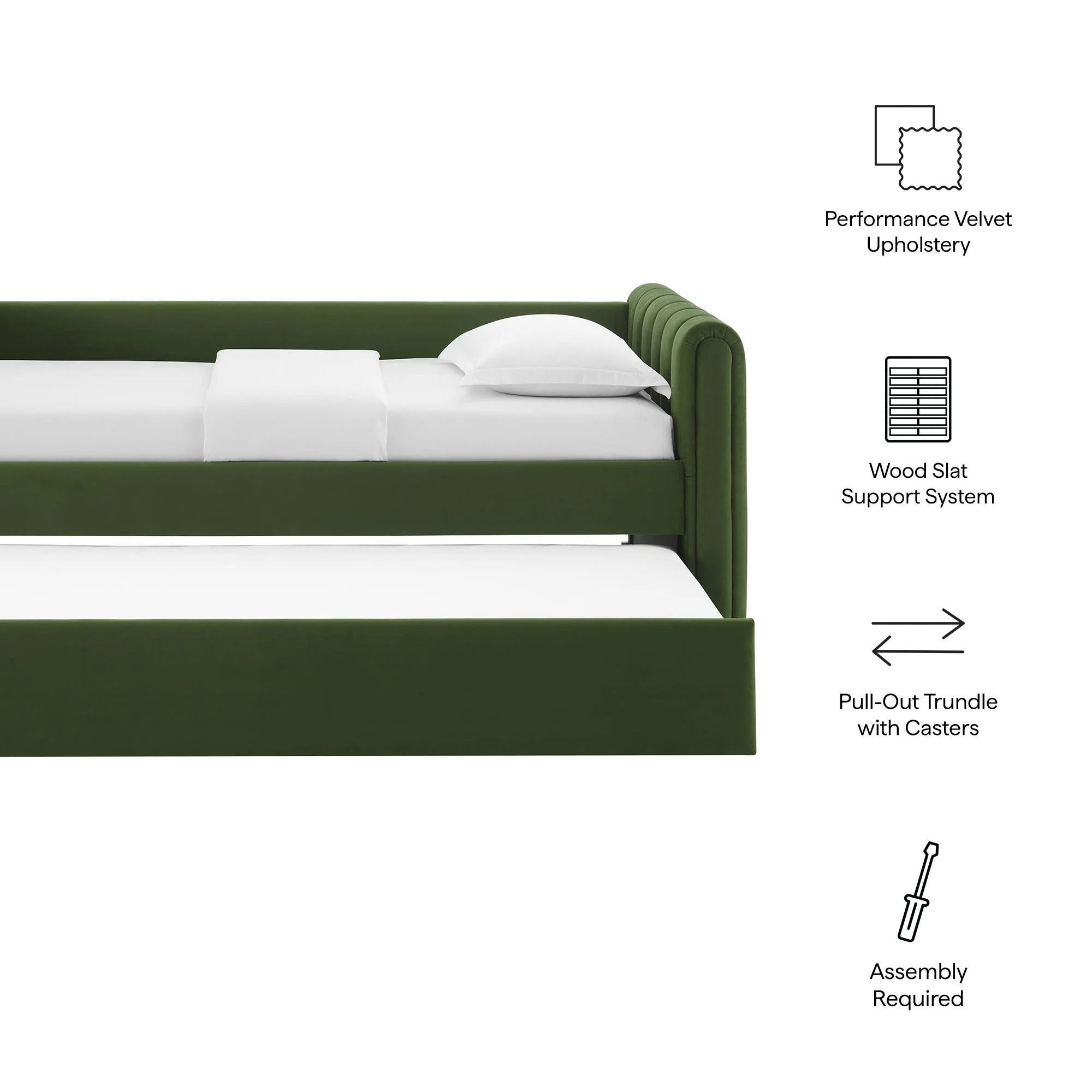 Veyla Channel Tufted Performance Velvet Twin Daybed With Trundle