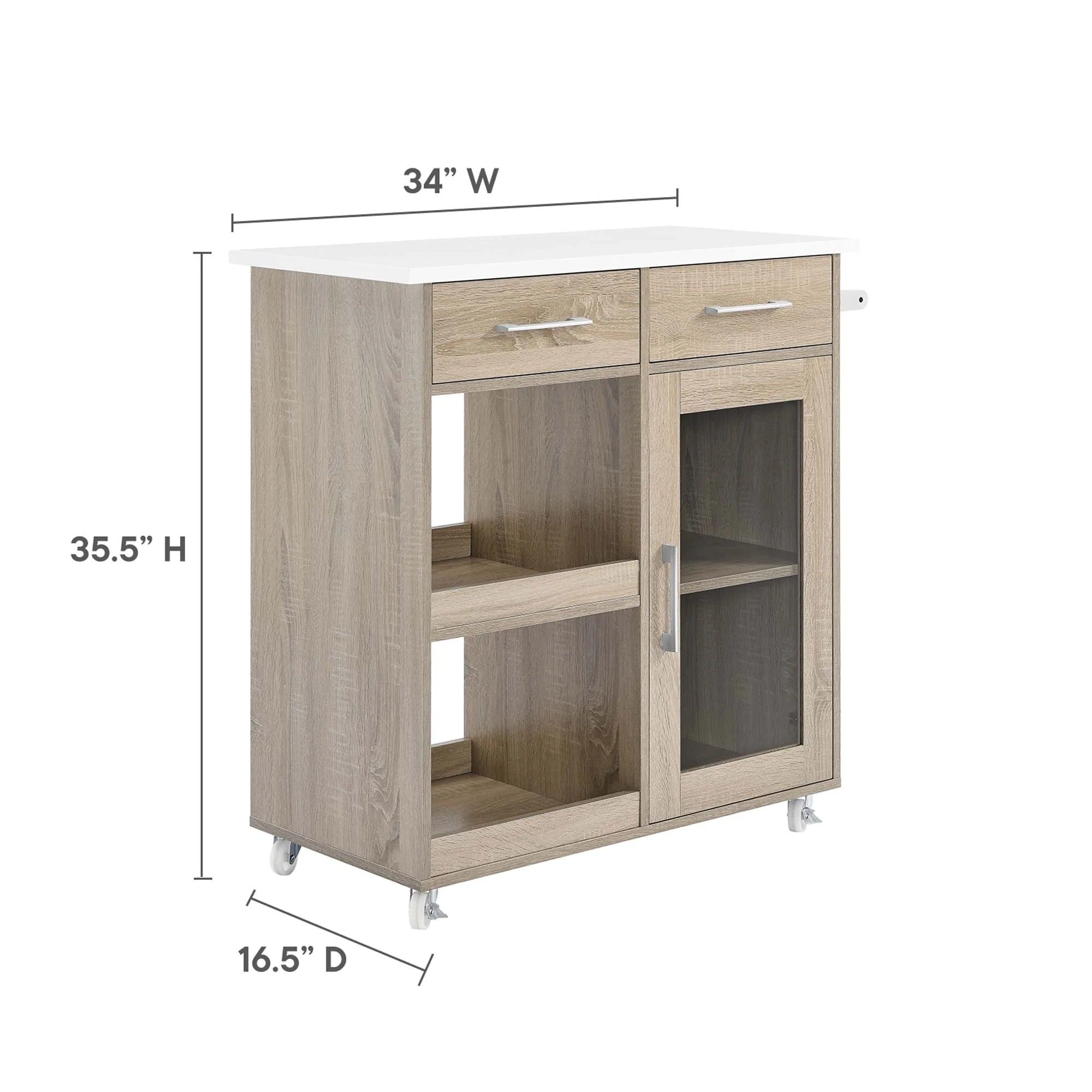 Culinary Kitchen Cart With Towel Bar