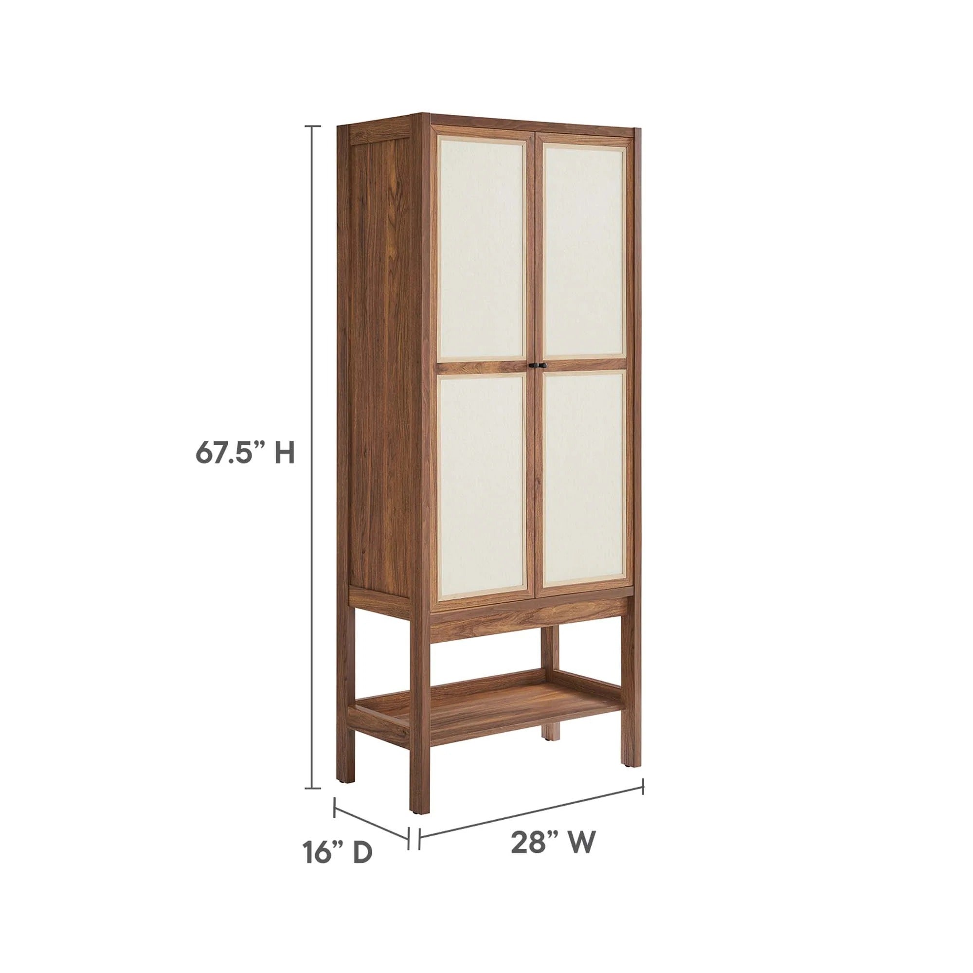 Capri Tall Wood Grain Standing Storage Cabinet in Walnut