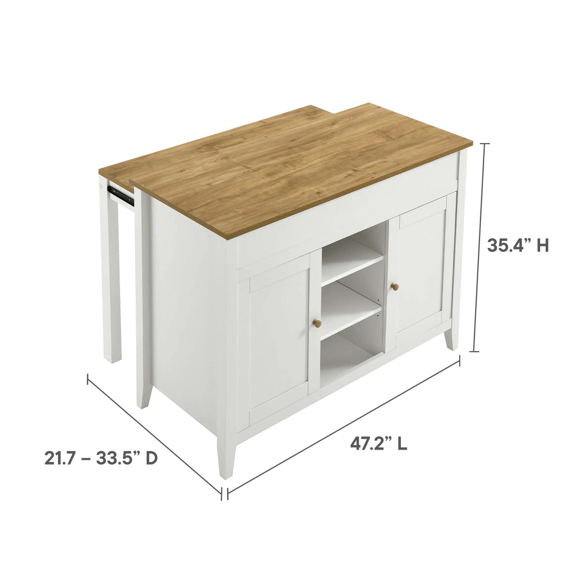 Garland Kitchen Island in Oak White