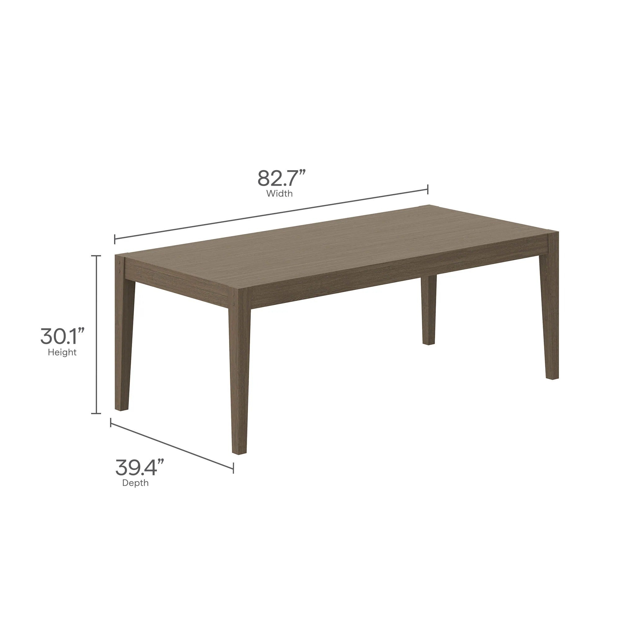 Northlake 83" Rectangular Outdoor Patio Teak Dining Table in Weathered Gray