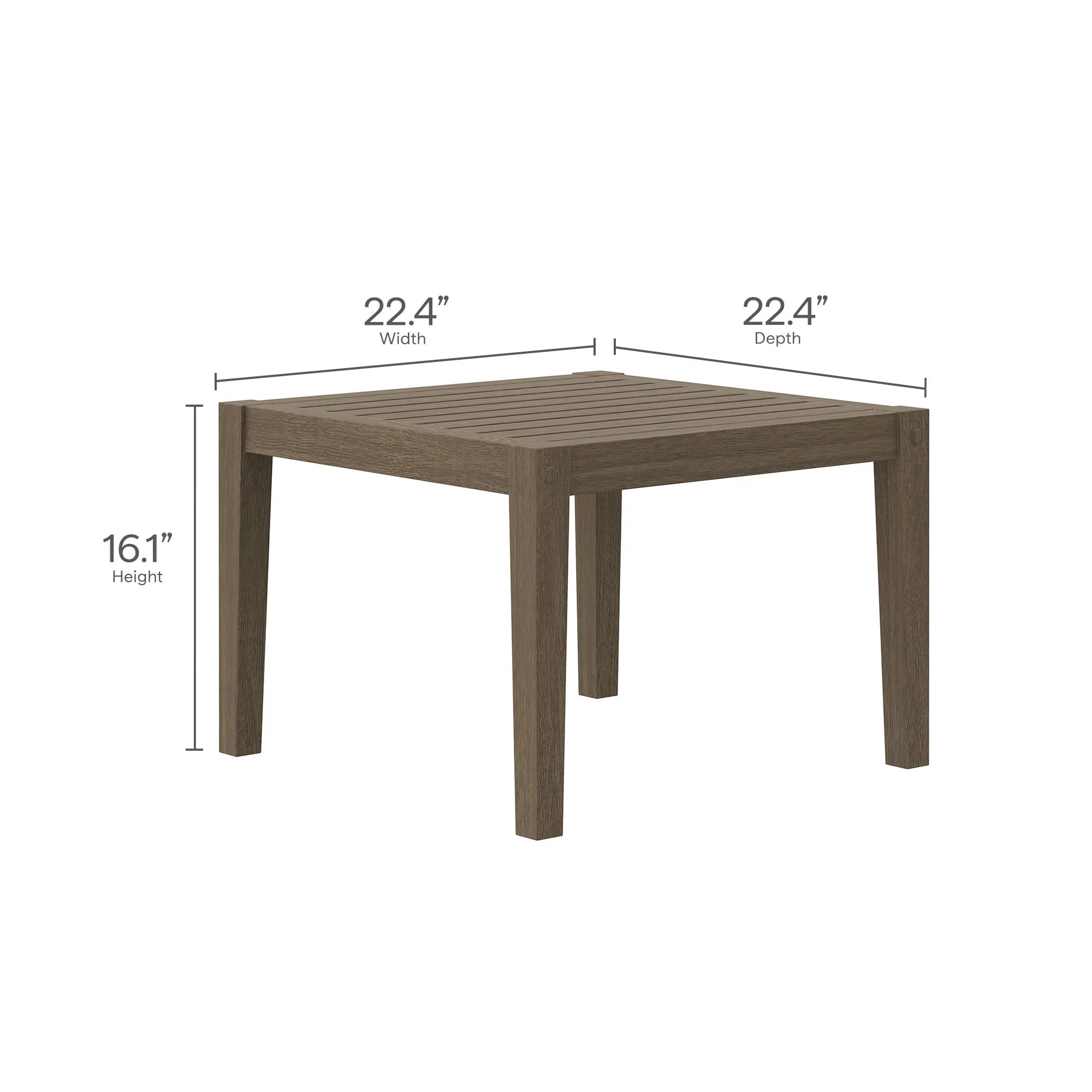 Northlake Square Outdoor Patio Teak Side Table in Weathered Gray