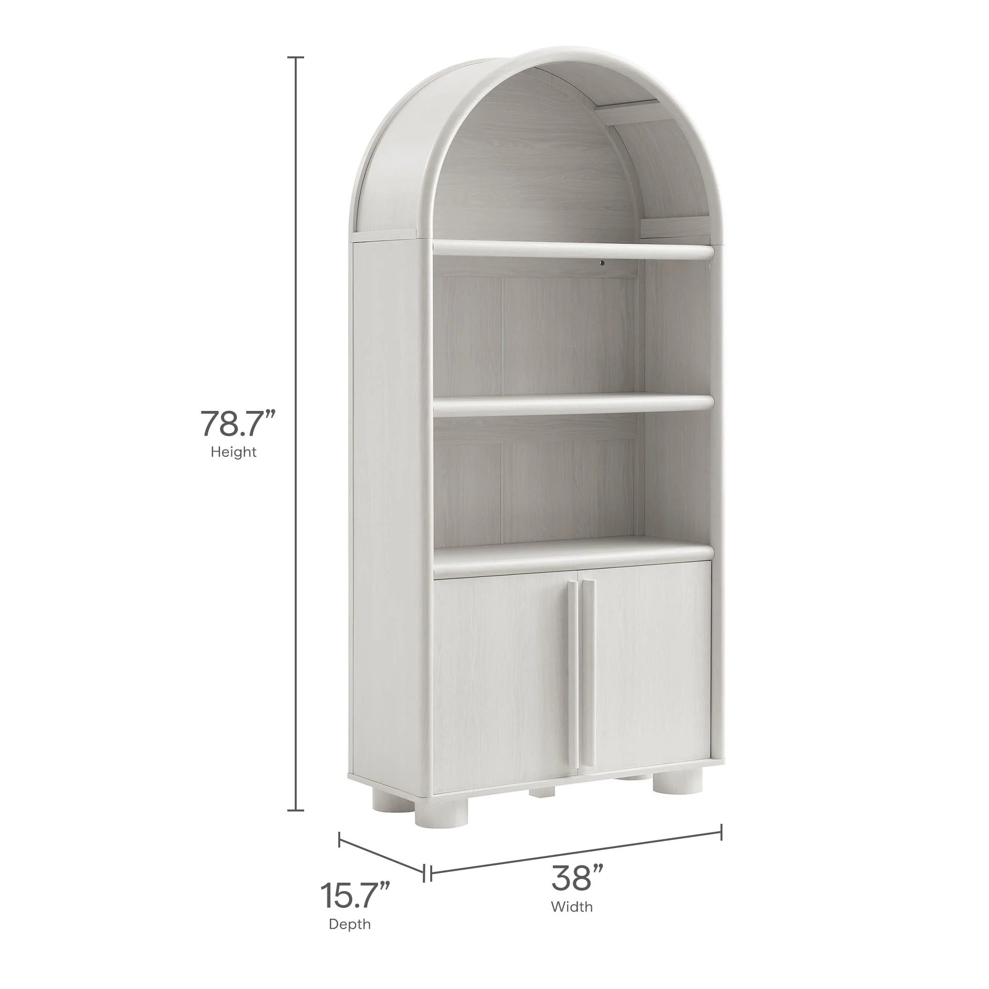Bellamy Tall Arched Display Cabinet Bookcase in Ash