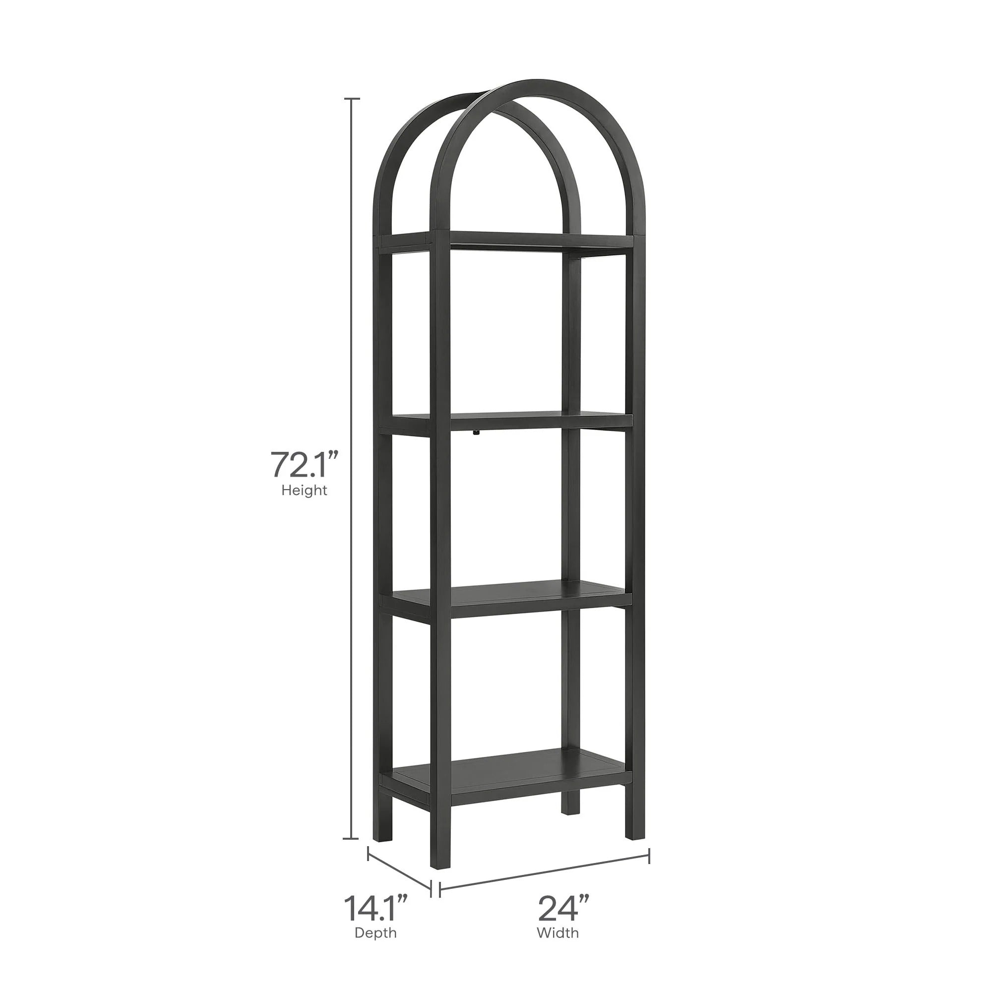 Vexley 72 Inch Tall Narrow Arched Bookshelf