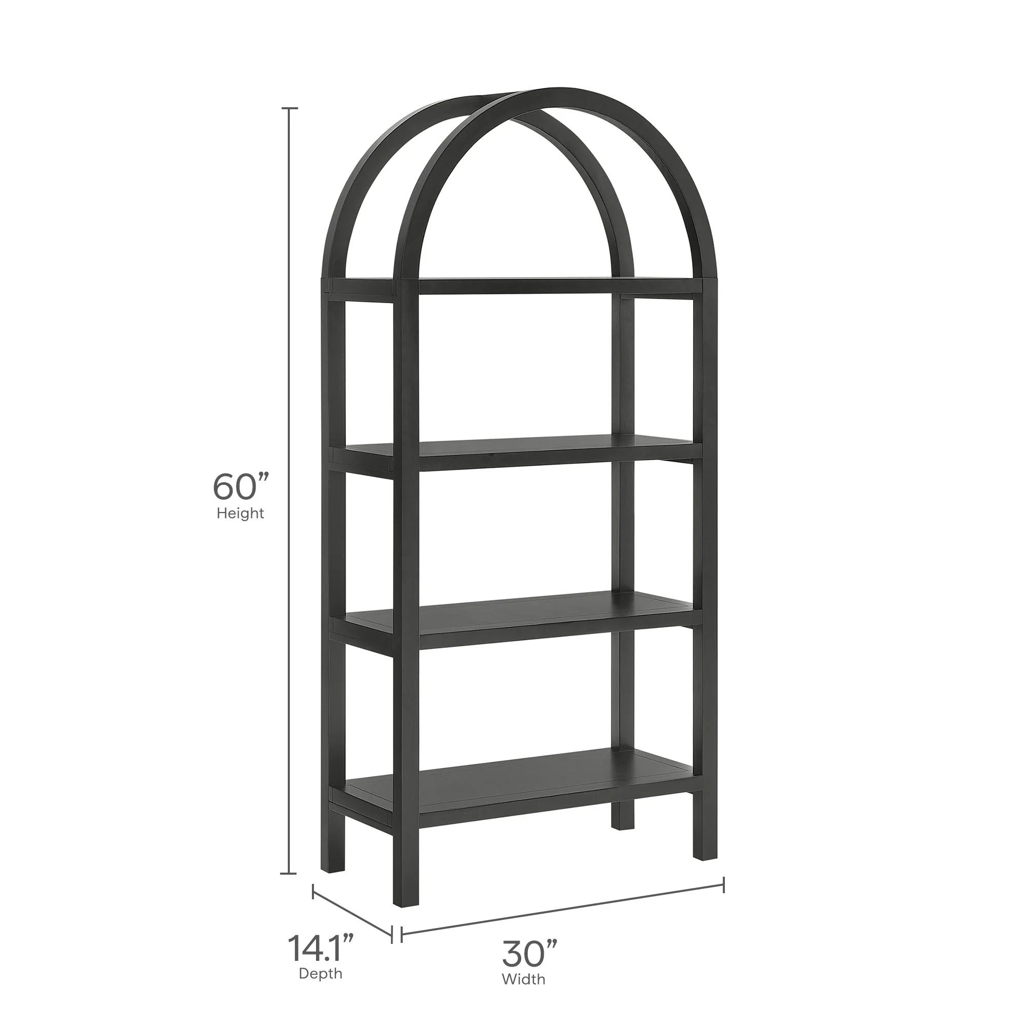 Vexley 60 Inch Wide Arched Bookshelf