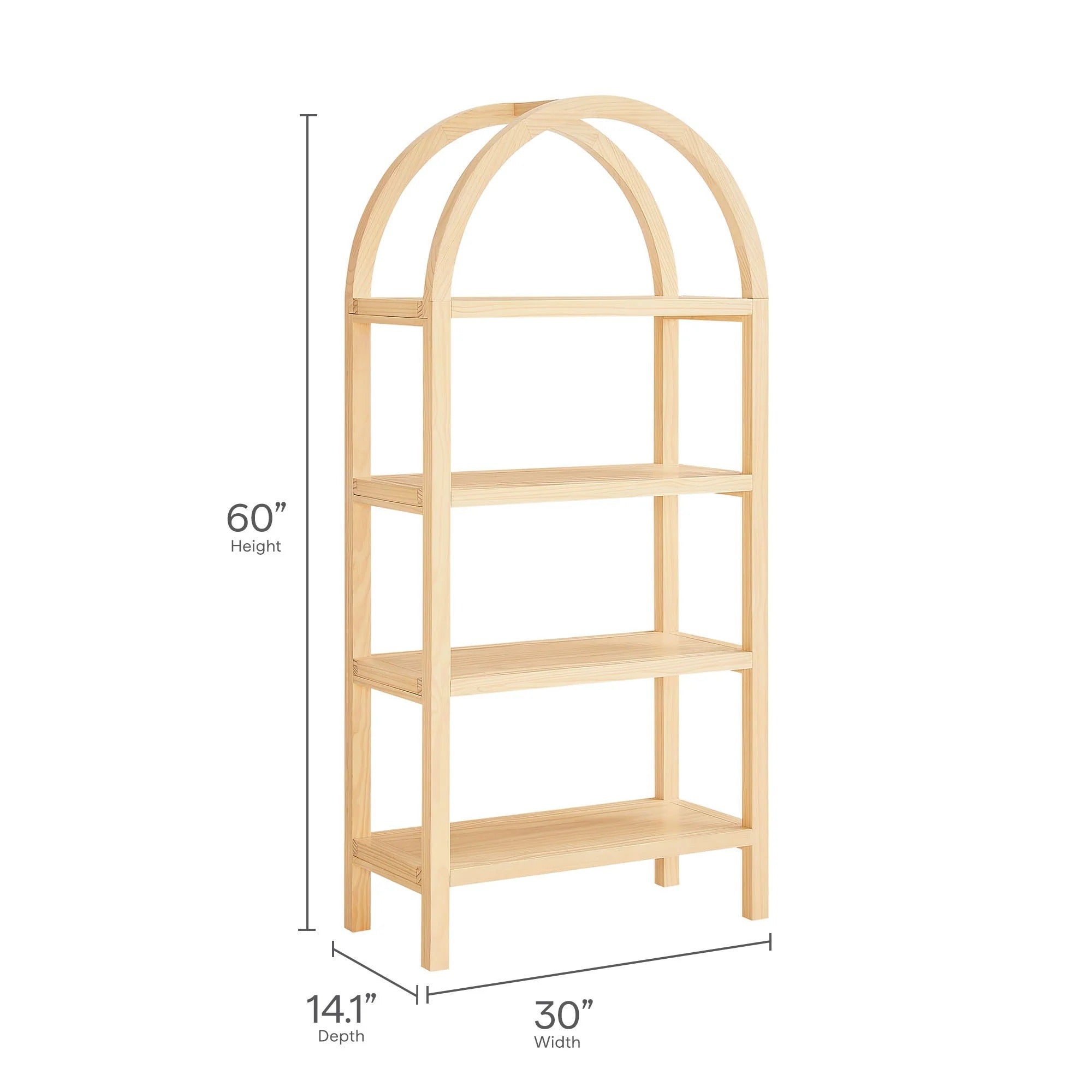 Vexley 60 Inch Wide Arched Bookshelf