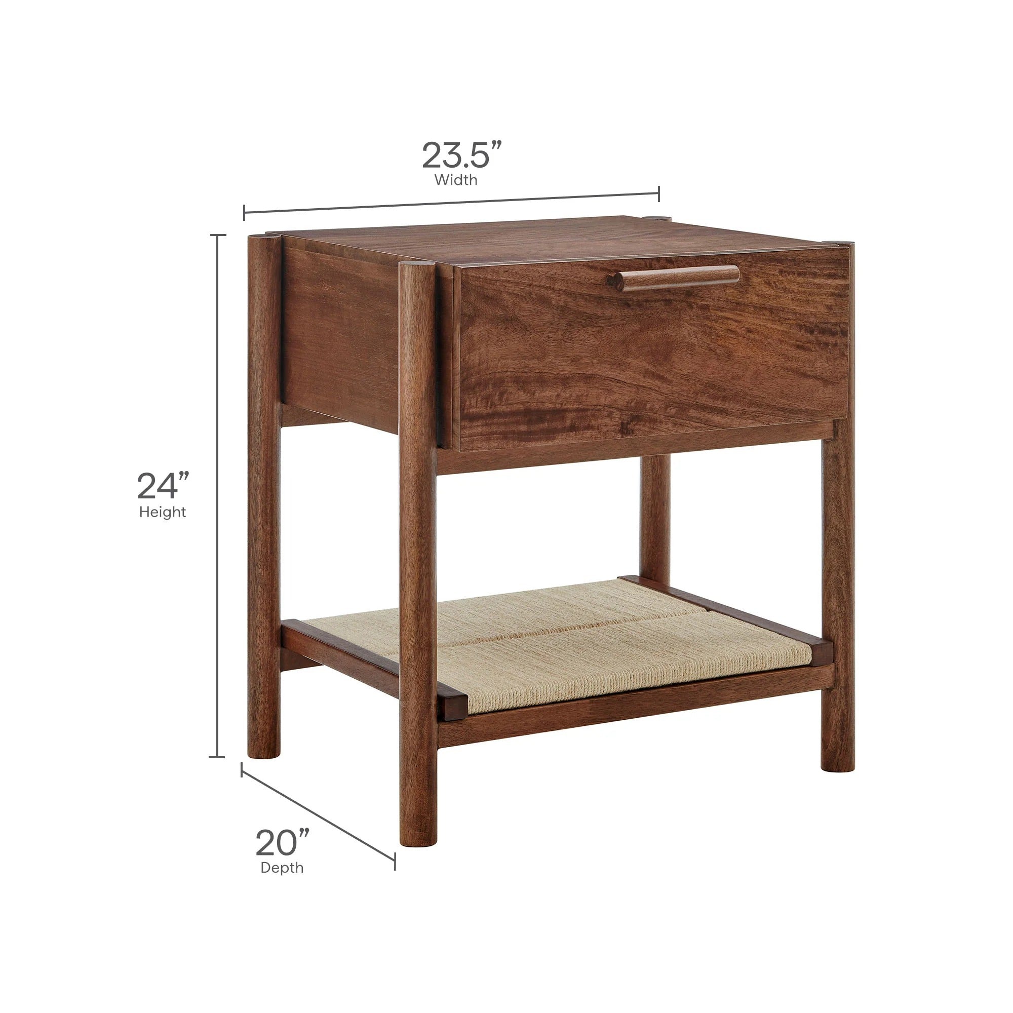 Oswin 1-Drawer Wood Nightstand in Walnut