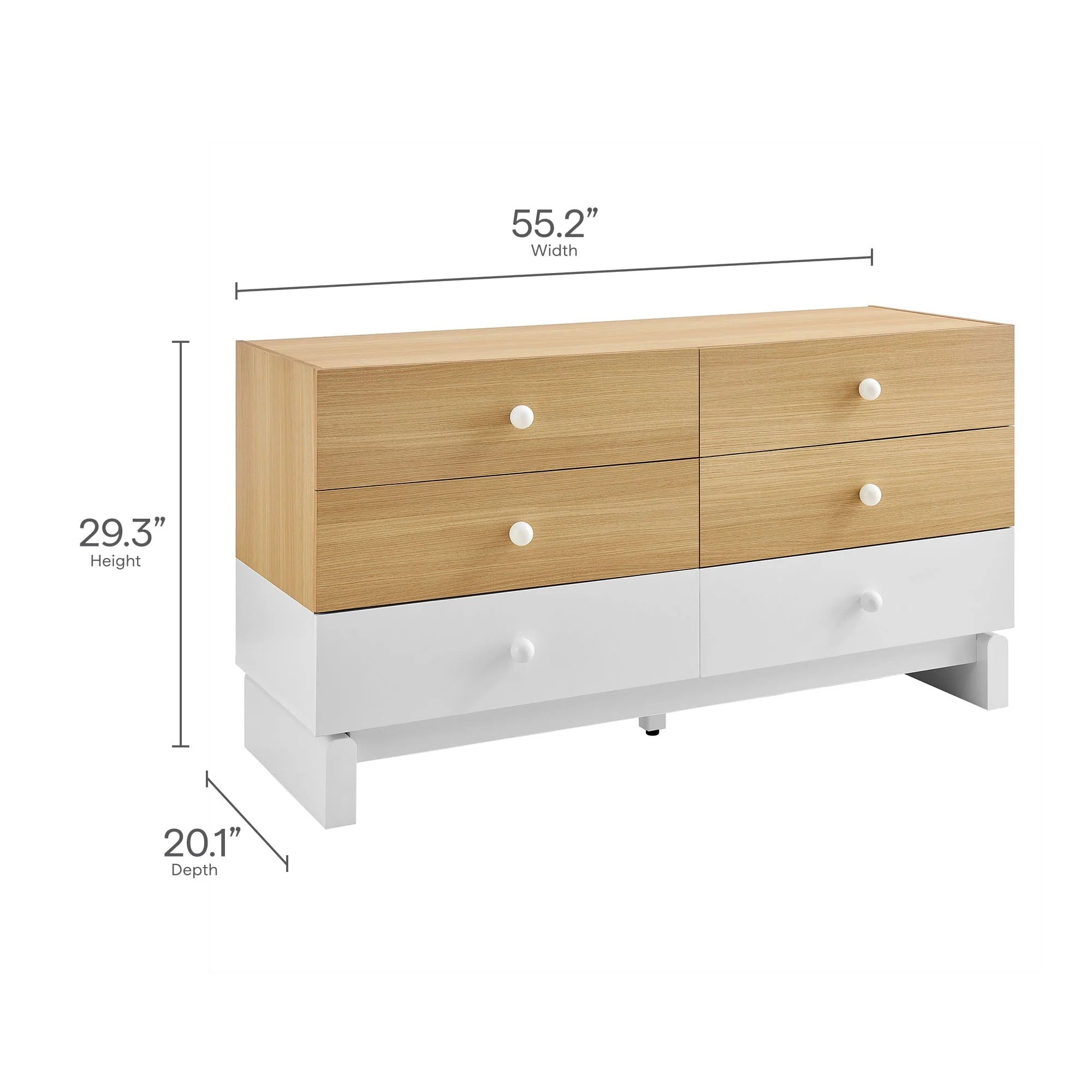 Nolia 6-Drawer Color Block Dresser in Oak White