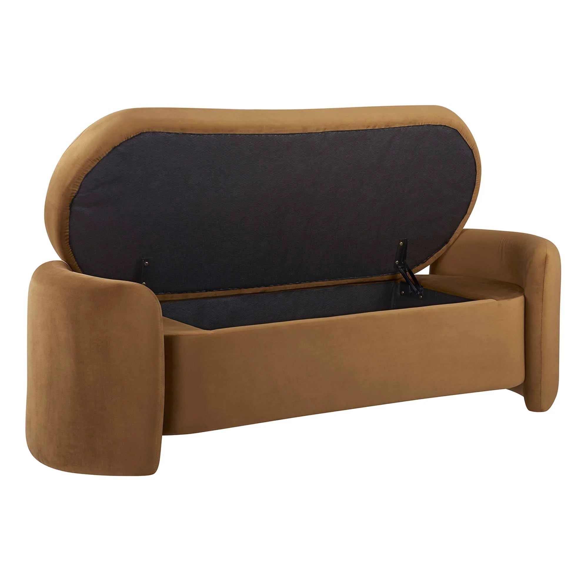 Nebula Upholstered Performance Velvet Bench in Cognac