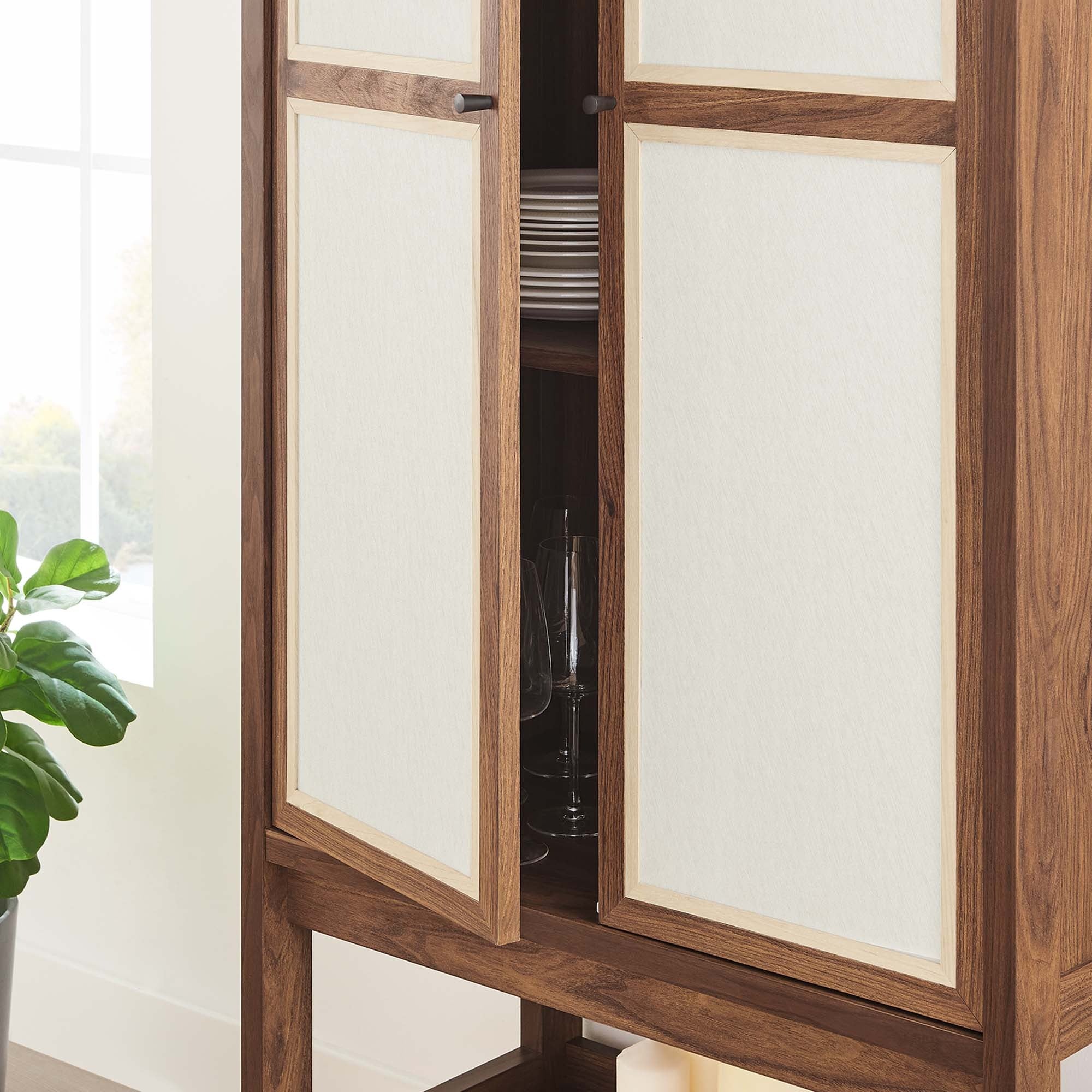 Capri Tall Wood Grain Standing Storage Cabinet in Walnut