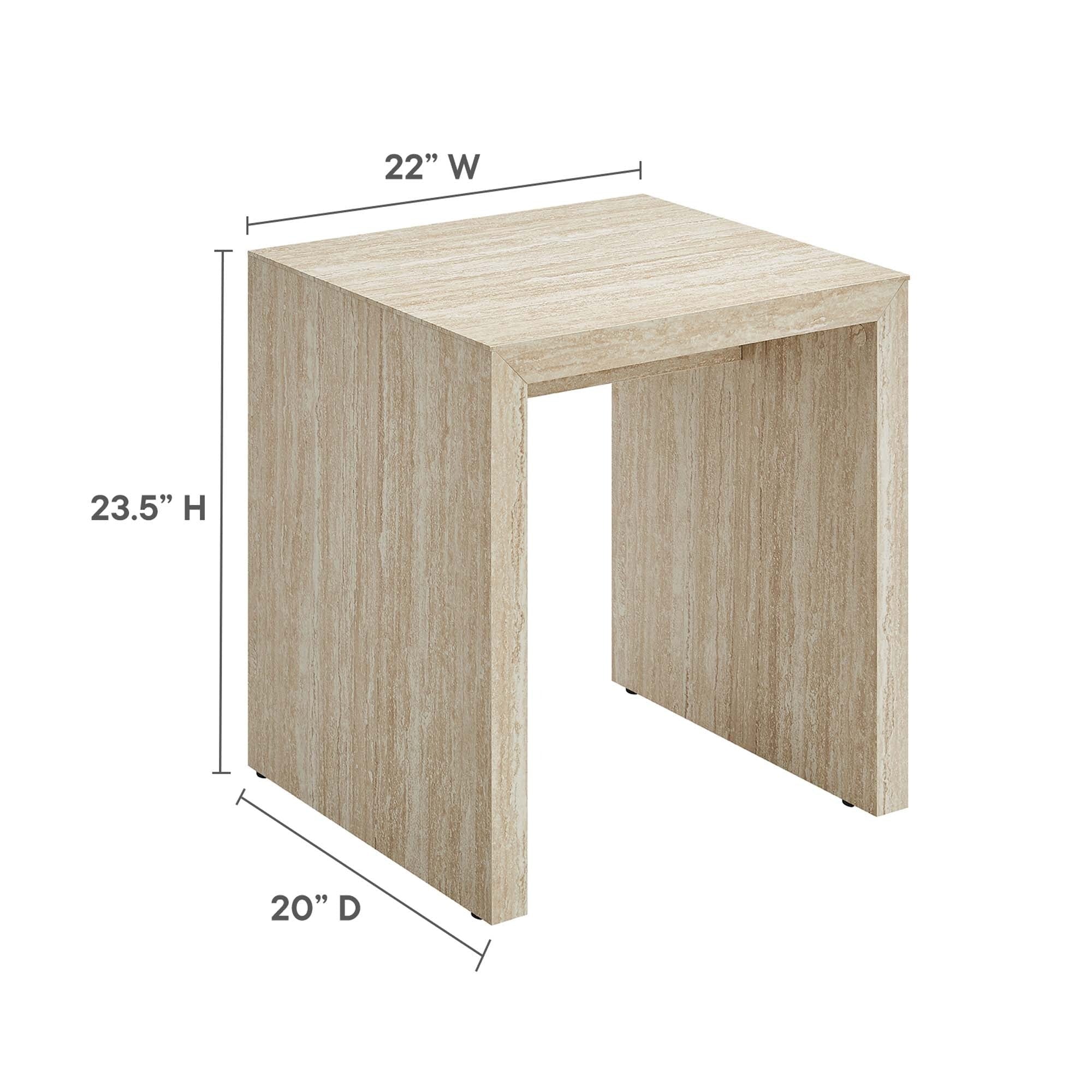 Mirella Faux Travertine Side Table in Travertine
