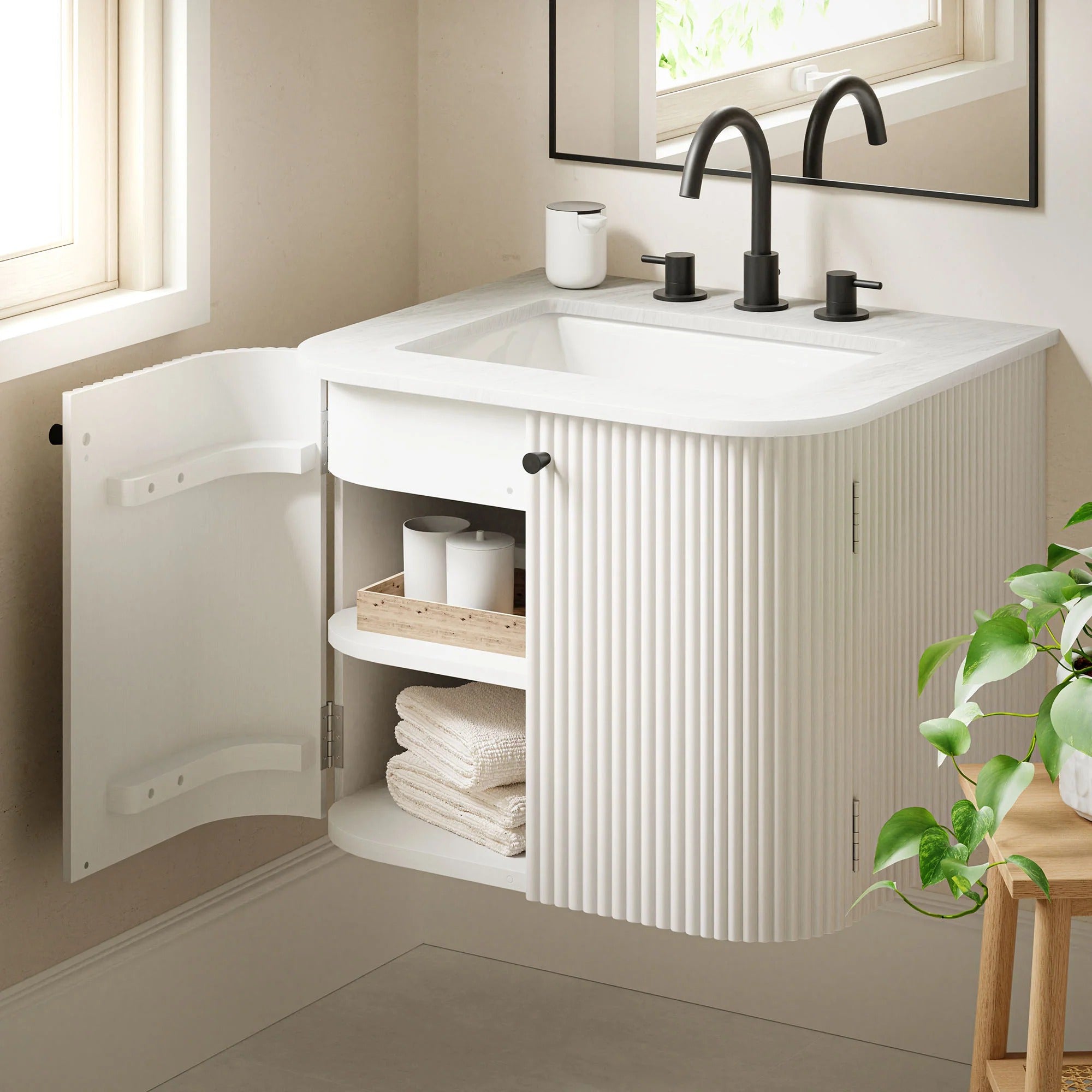 Zia 24" Wall-Mount Bathroom Vanity with Marble Sink
