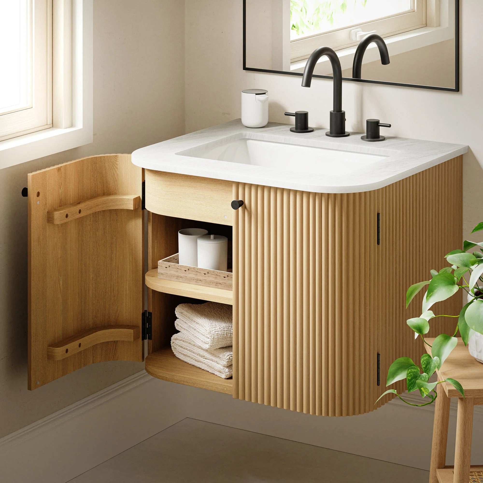 Zia 24" Wall-Mount Bathroom Vanity with Marble Sink
