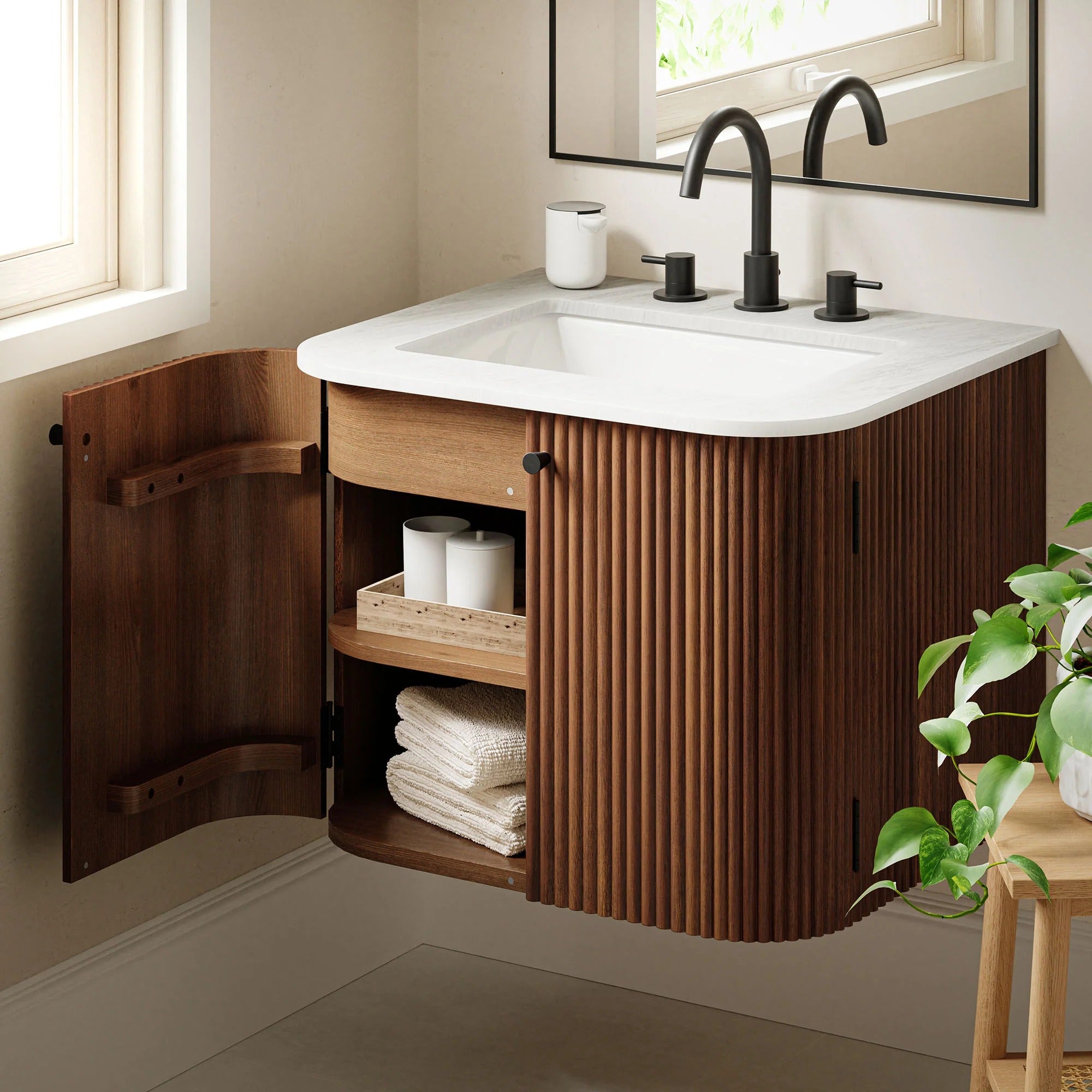 Zia 24" Wall-Mount Bathroom Vanity with Marble Sink